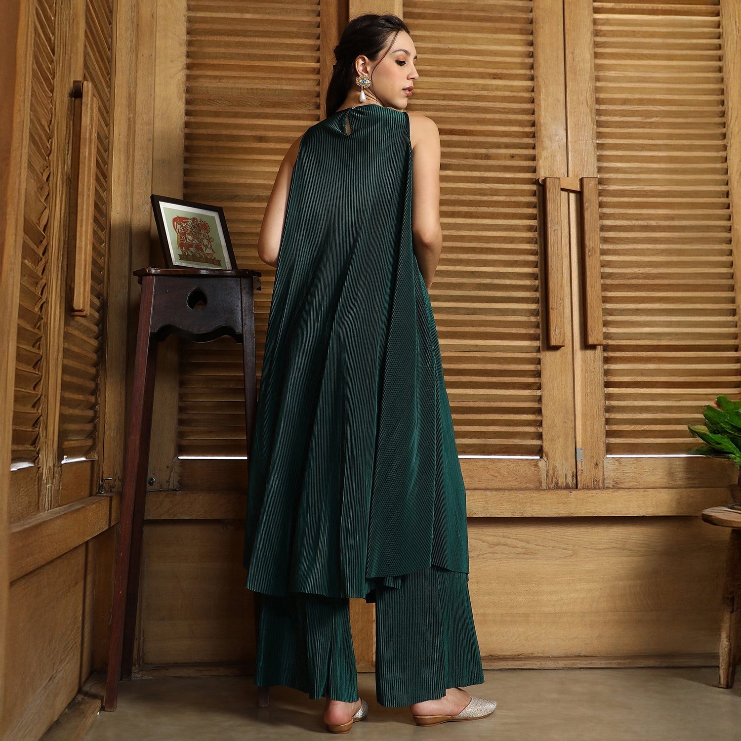 Solid Pleated-Halter Co-Ord Set