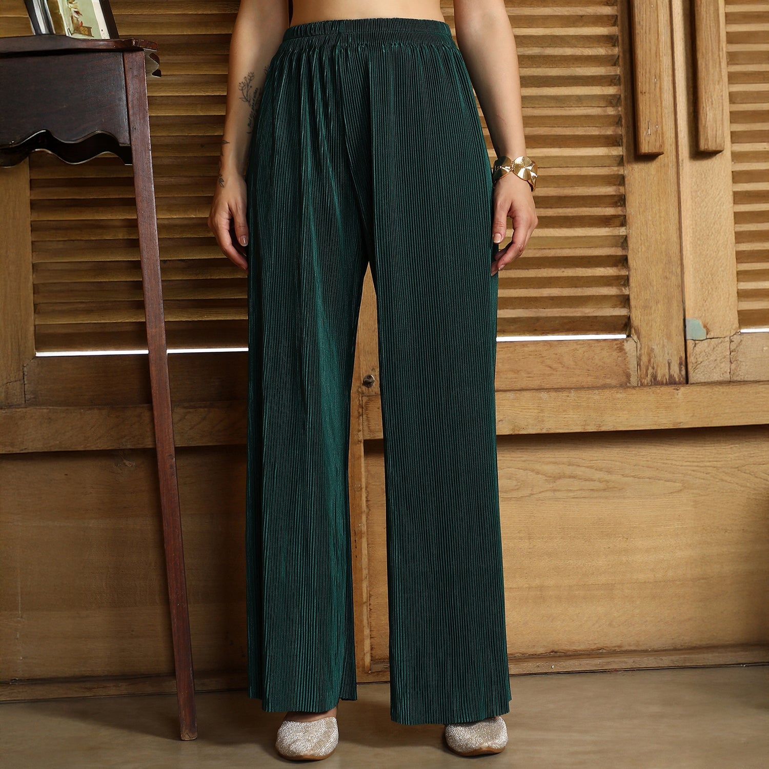 Solid Pleated-Halter Co-Ord Set