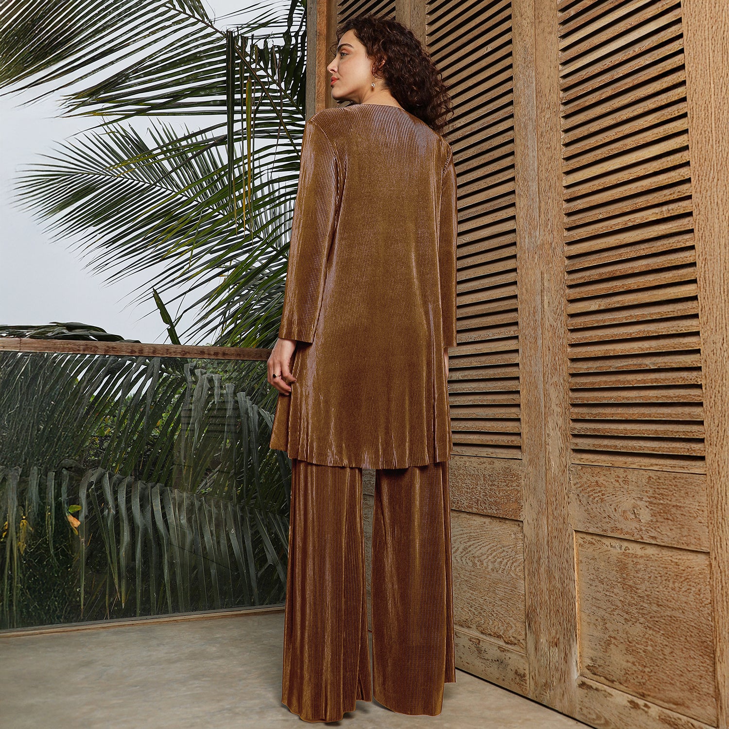 Solid Pleated Kurta Set