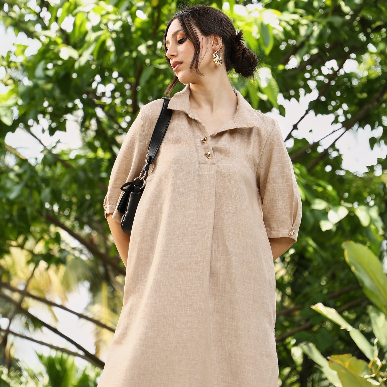 Solid Linen-Blend Kurta Set