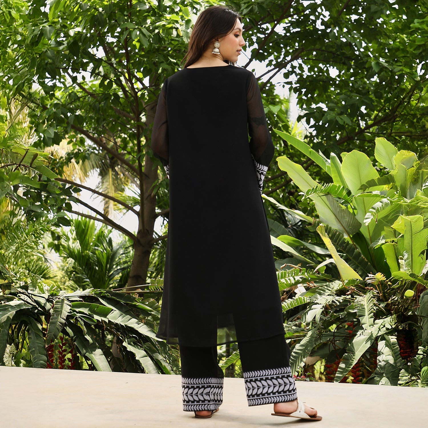 Folaige-Lined Kurta Set