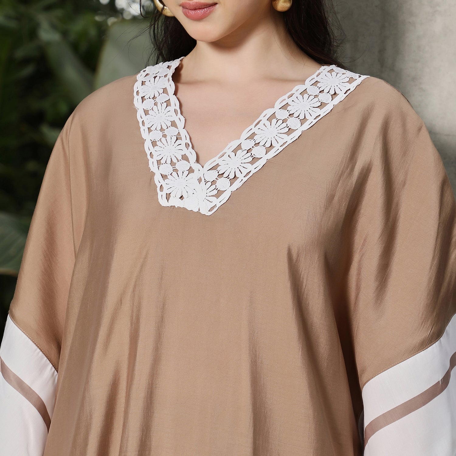Panel-Striped Kaftan Kurta Set