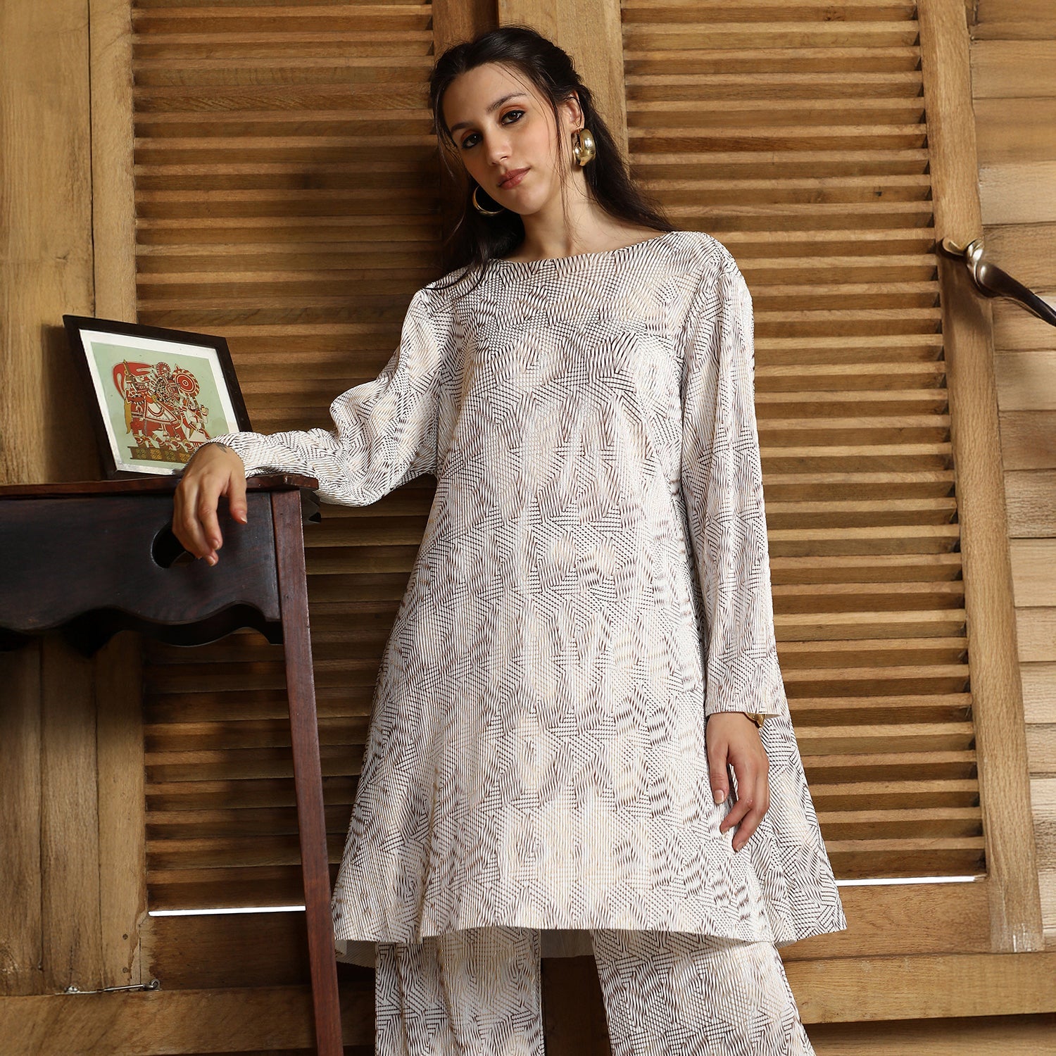 Kaleidoscopic Pleated Kurta Set