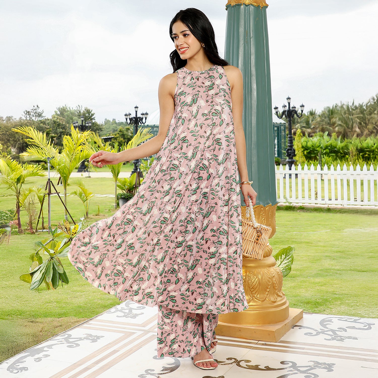 Botanic Pleated-Halter Kurta Set