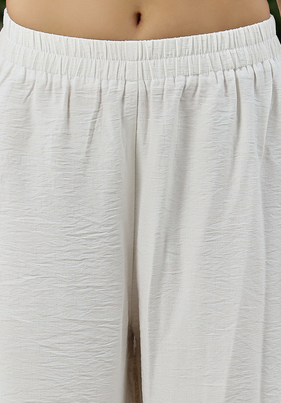 White Polyblend Kurta & Trouser Set