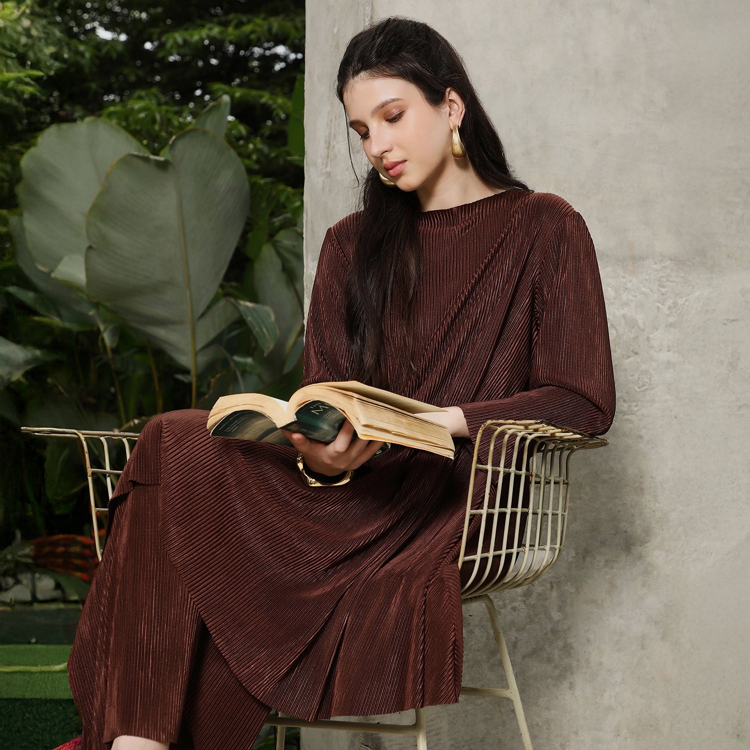 Solid Pleated Kurta Set