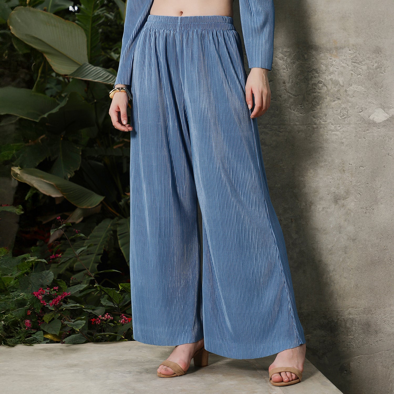 Solid Pleated Kurta Set