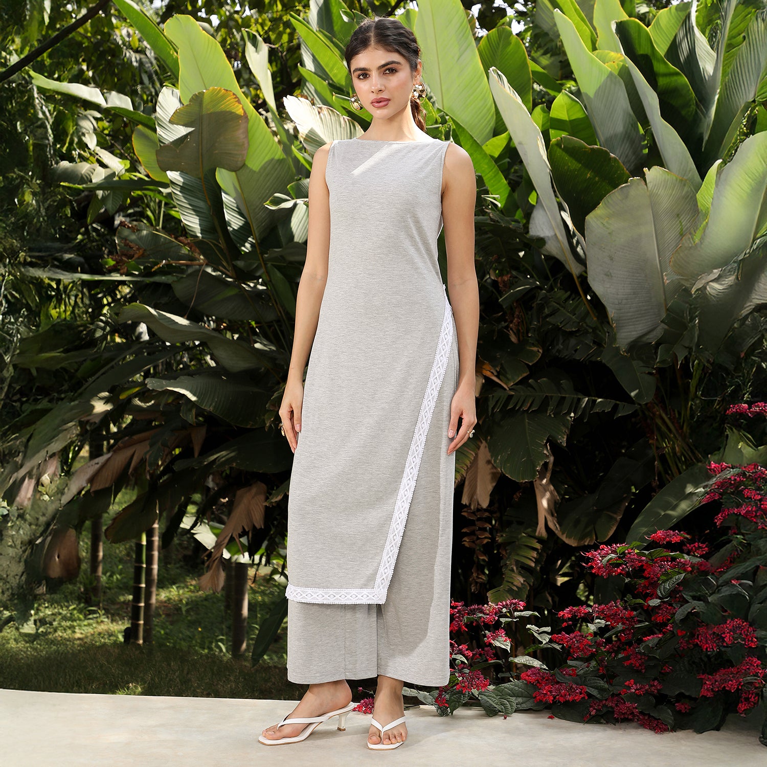 Asymmetrical-Knit Kurta Set