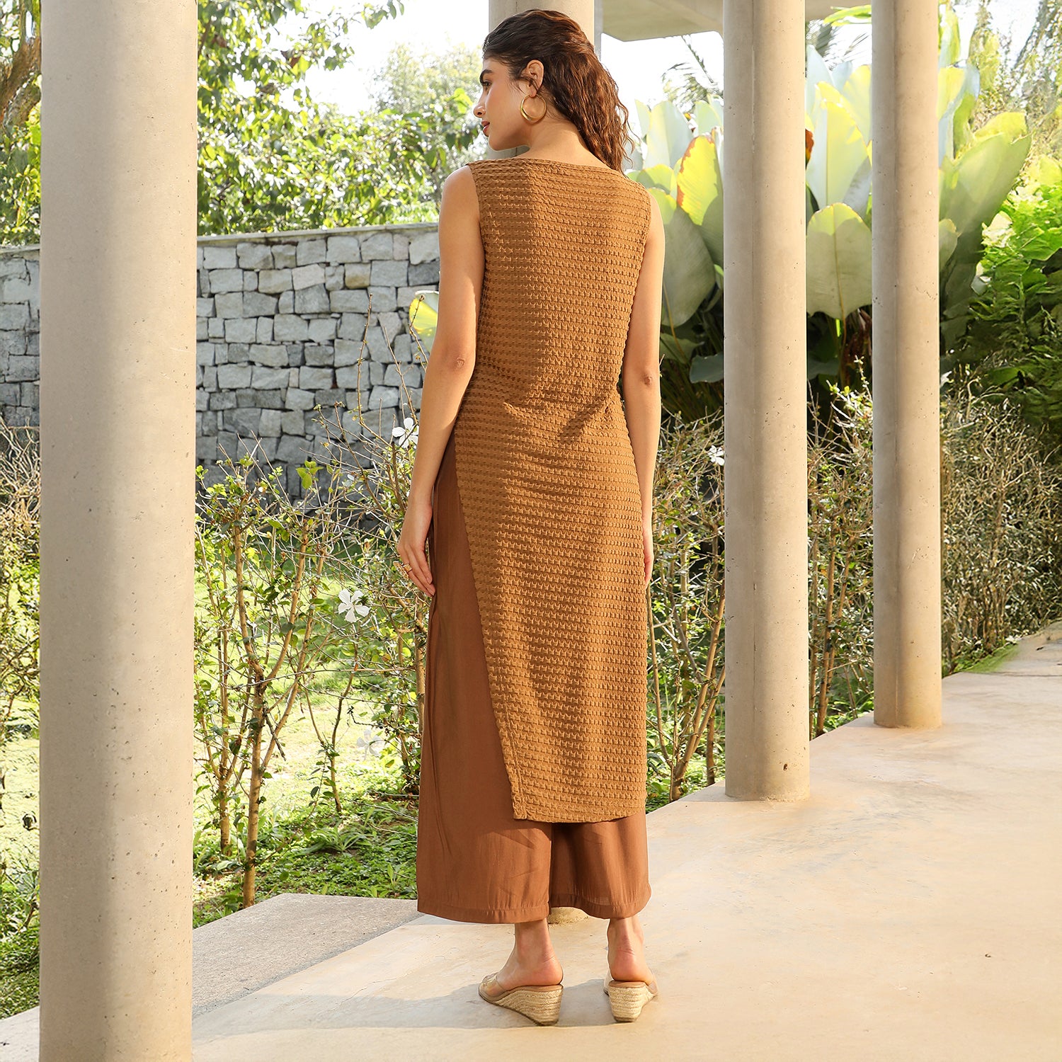 Asymmetrical-Knit Kurta Set