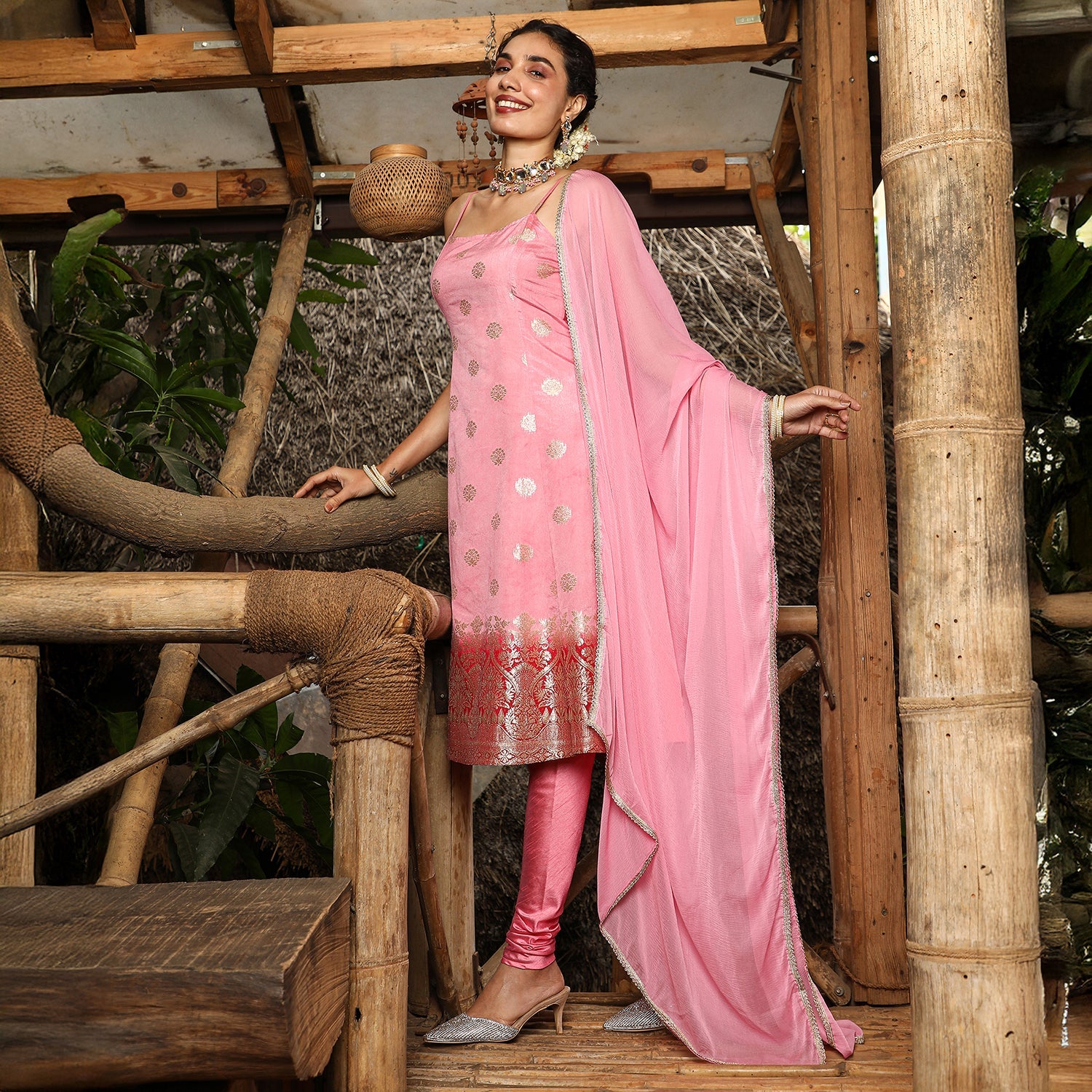Floral Zari Anarkali Set