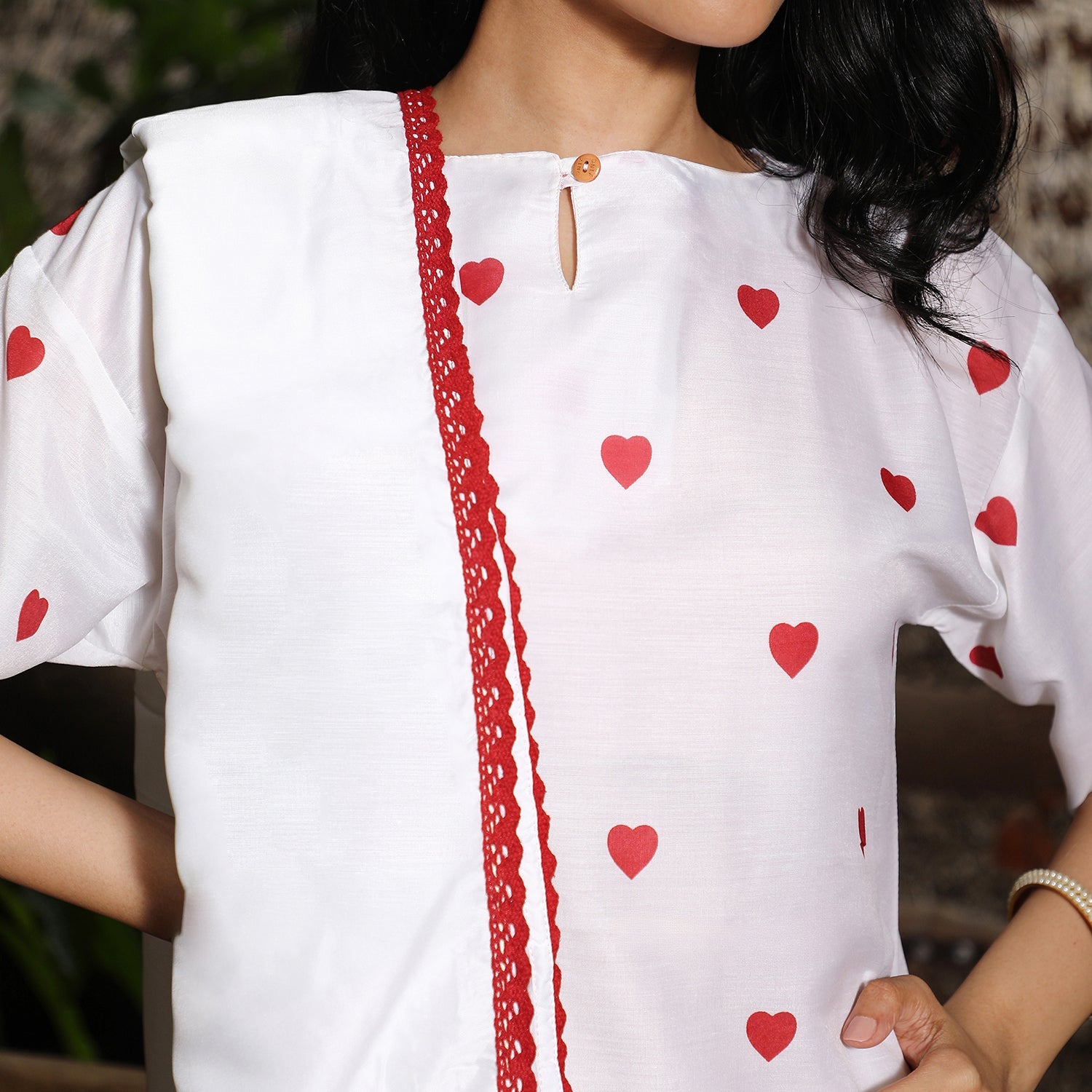 Hearts Kurta With Trousers And Dupatta