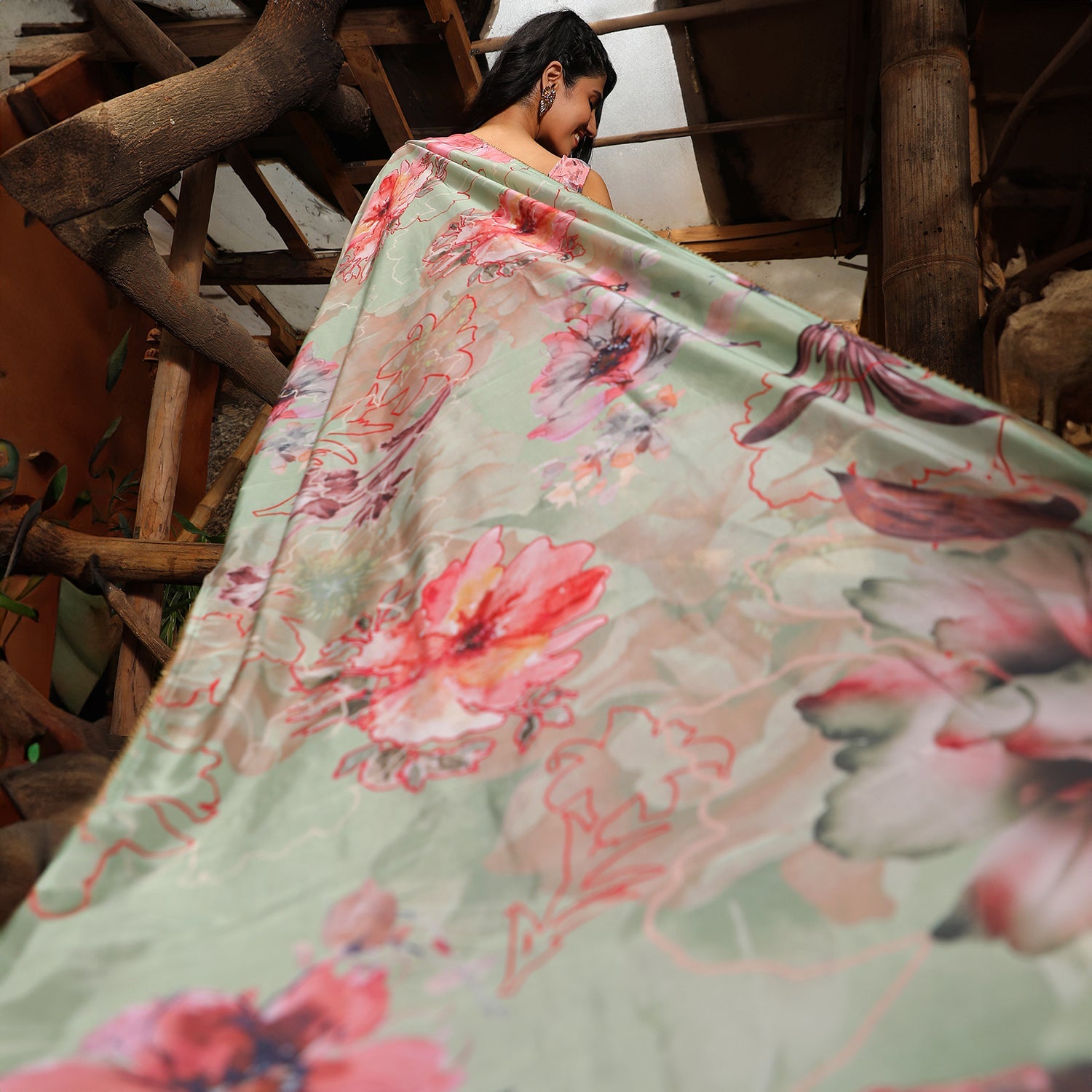 Botanical Kurti And Sharara Set