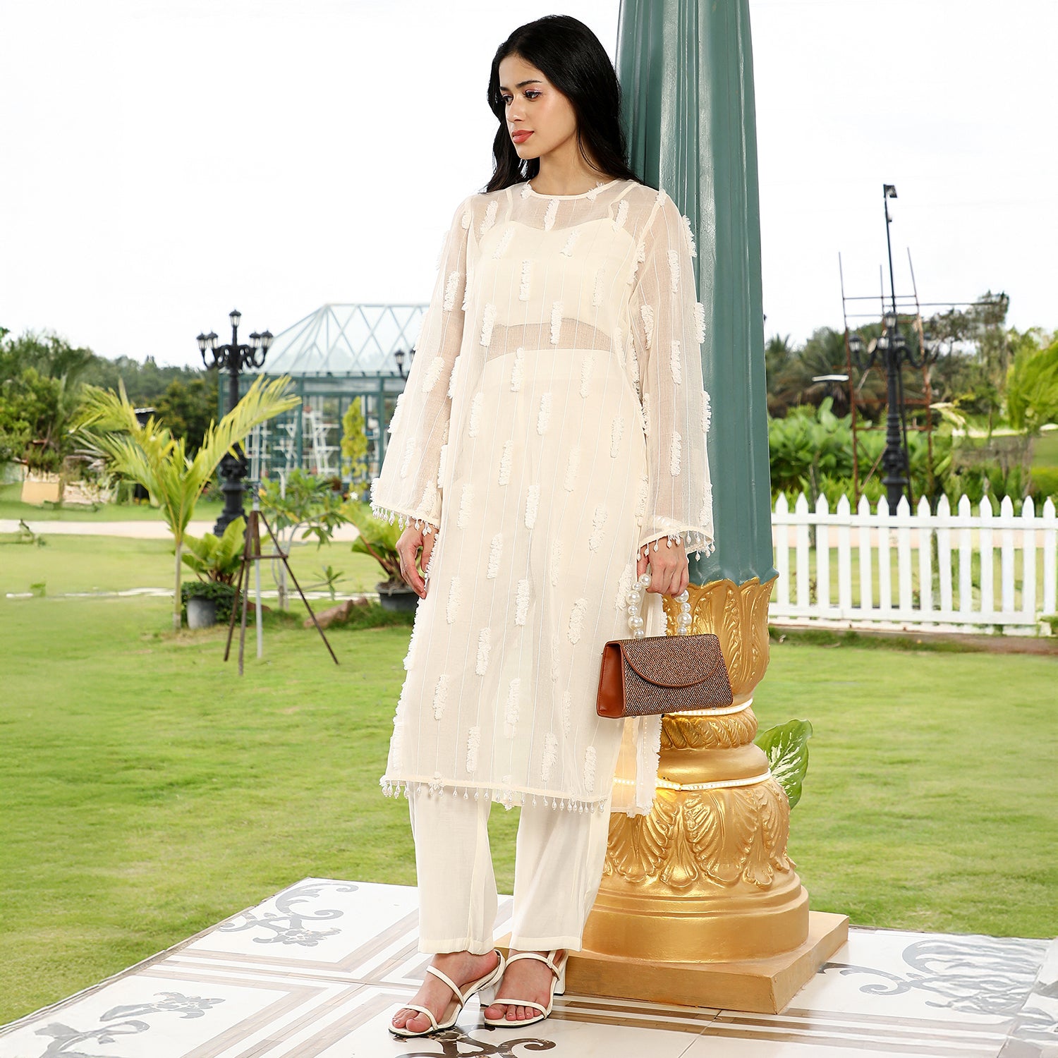 Tassel-Applique Kurta Set
