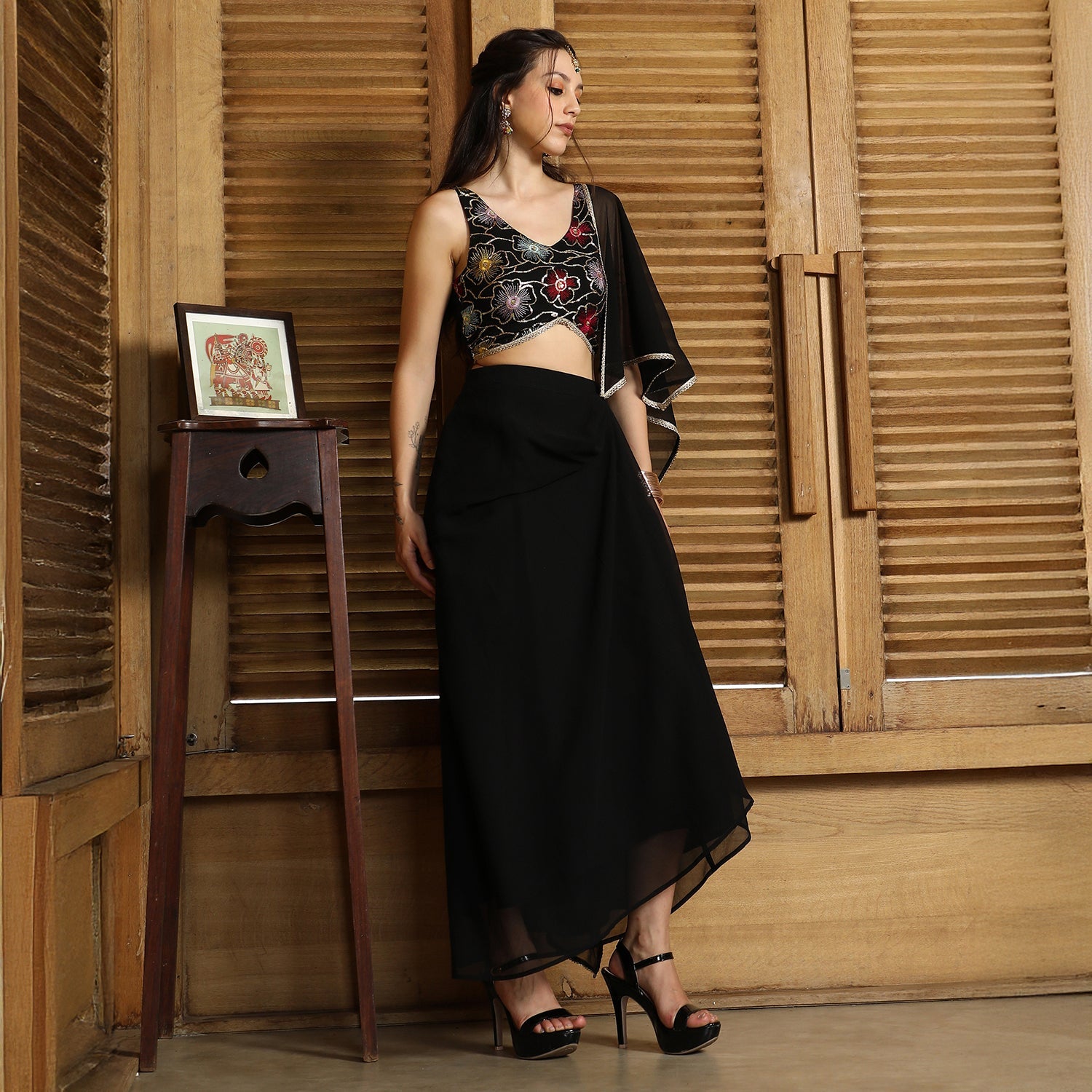Periwinkle Pre-Draped Saree
