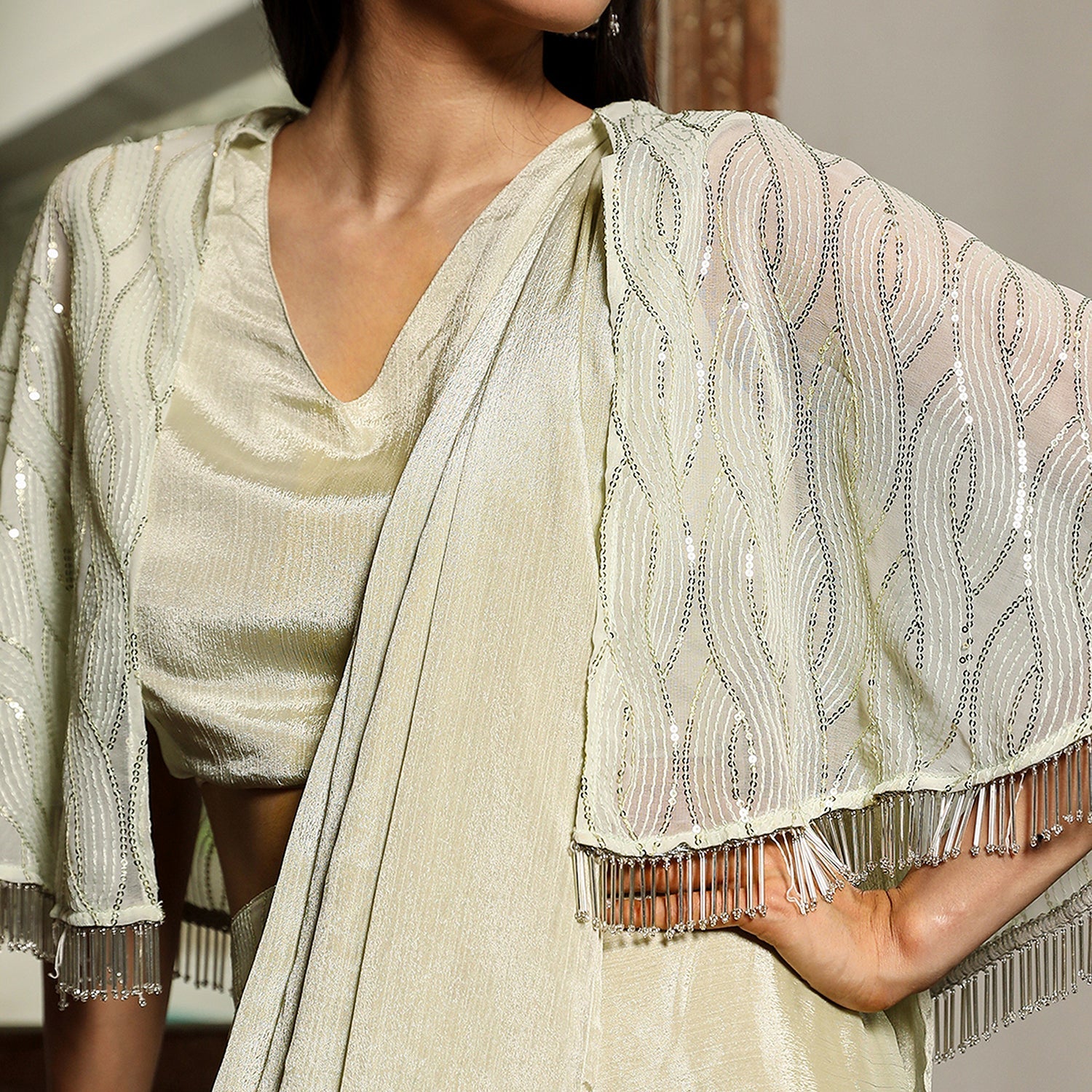 Bijou Cape Pre-Draped Saree