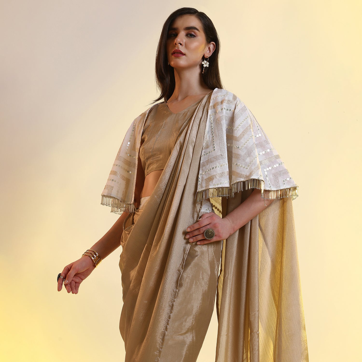 Bijou Cape Pre-Draped Saree