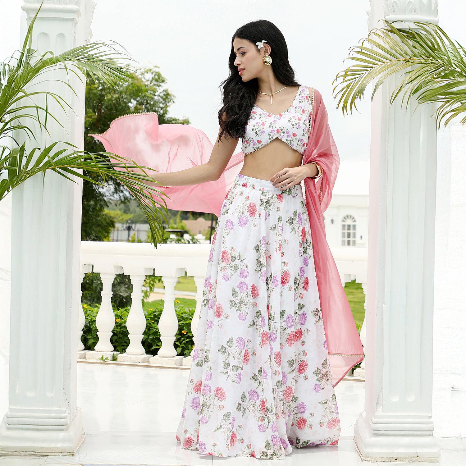 Bloom-Imprint Lehenga Co-Ord Set