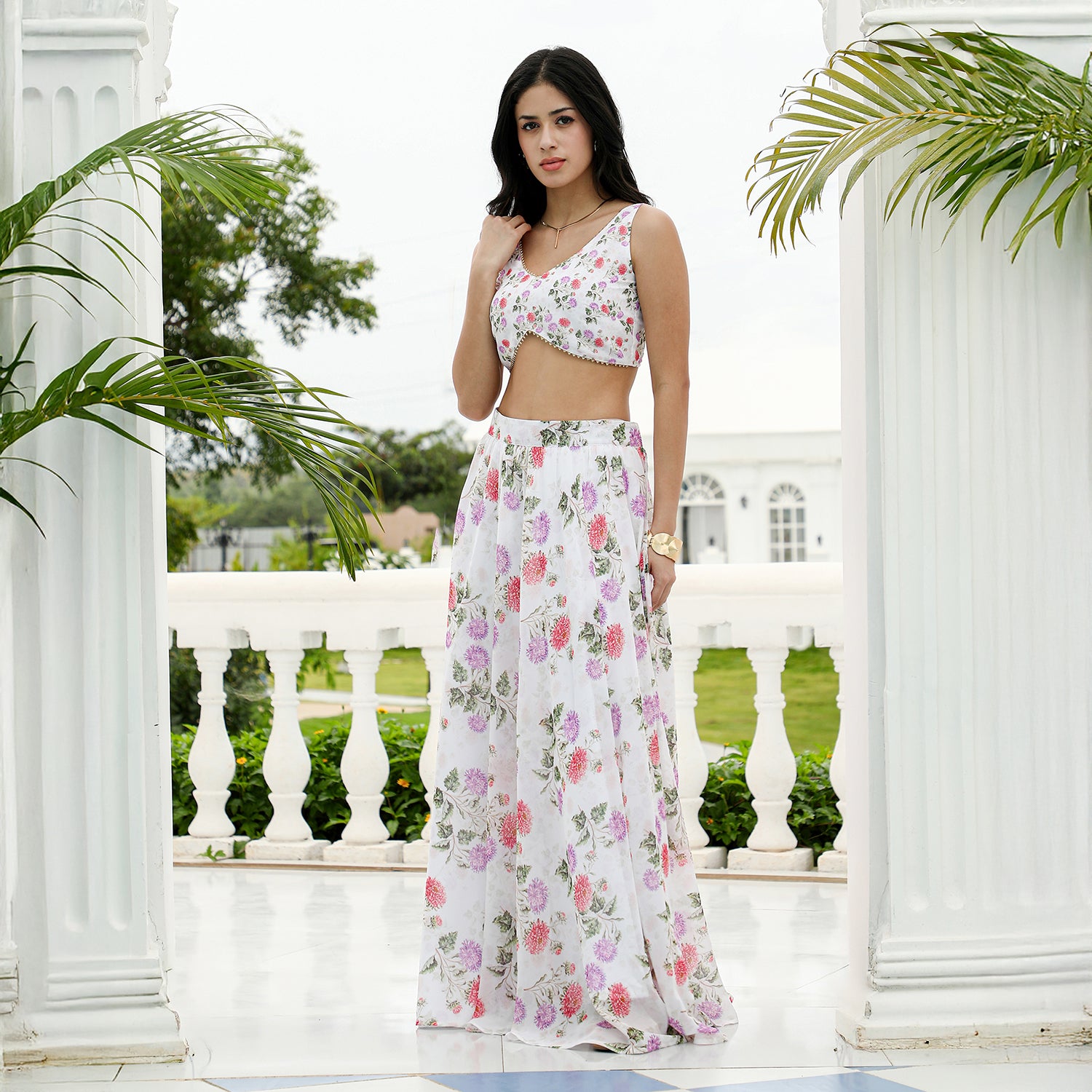 Bloom-Imprint Lehenga Co-Ord Set