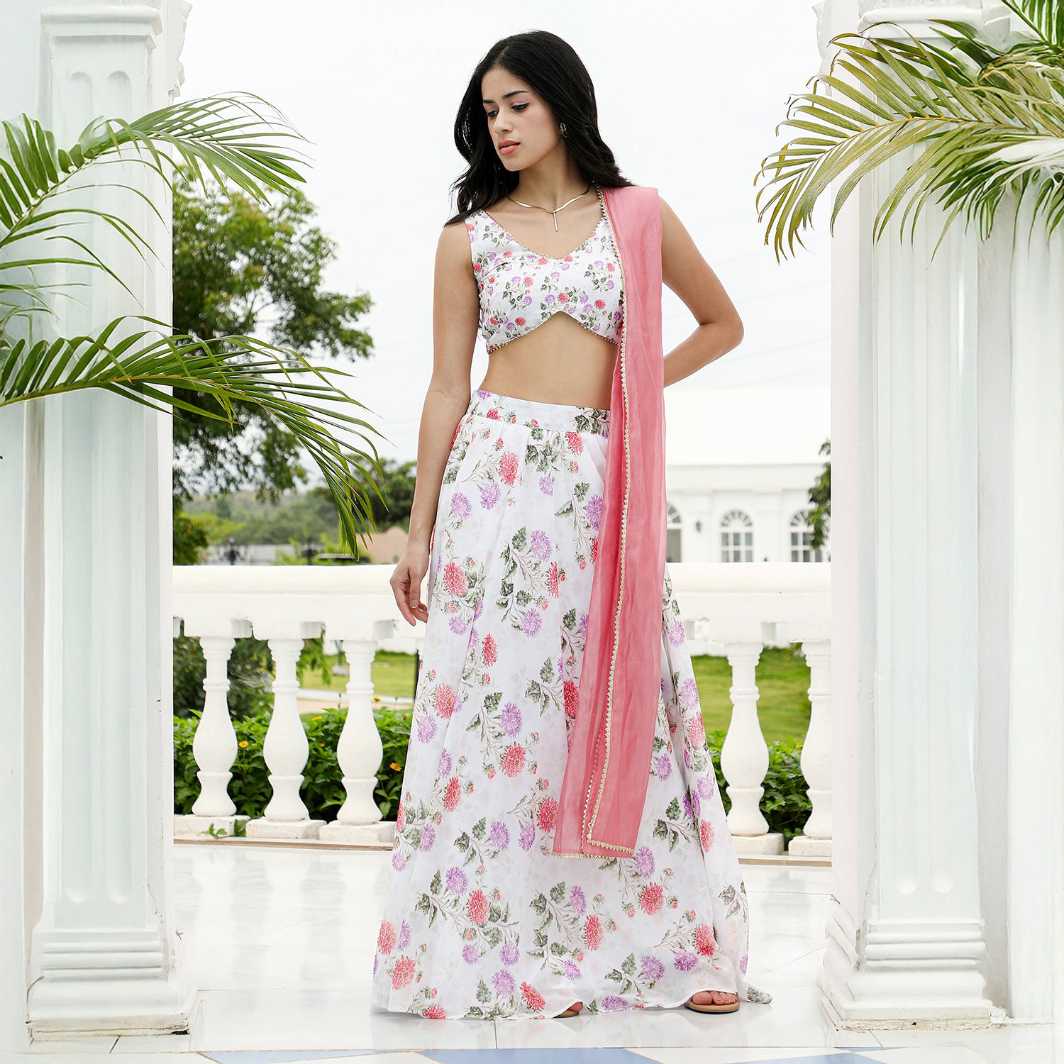 Bloom-Imprint Lehenga Co-Ord Set