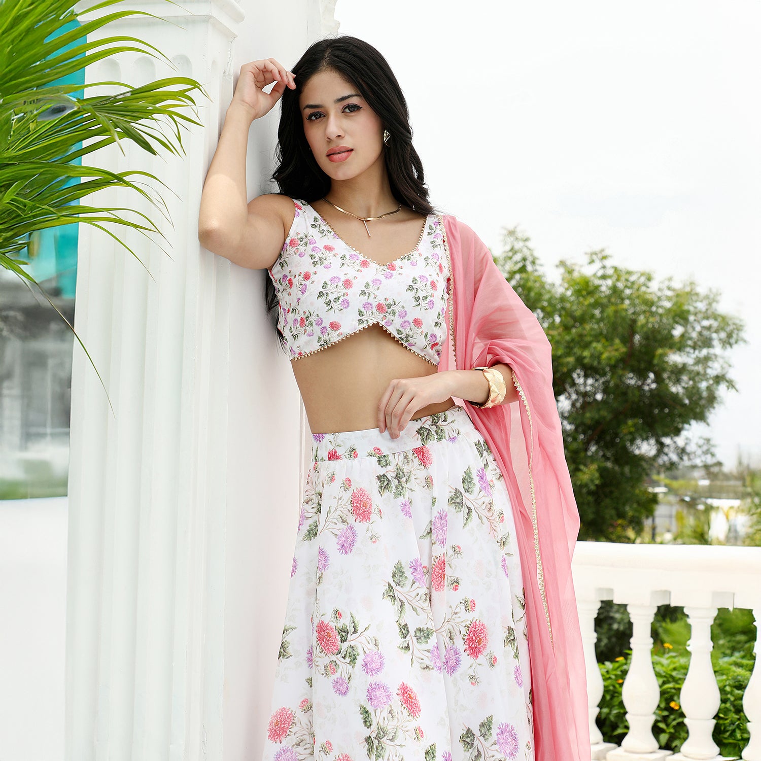 Bloom-Imprint Lehenga Co-Ord Set