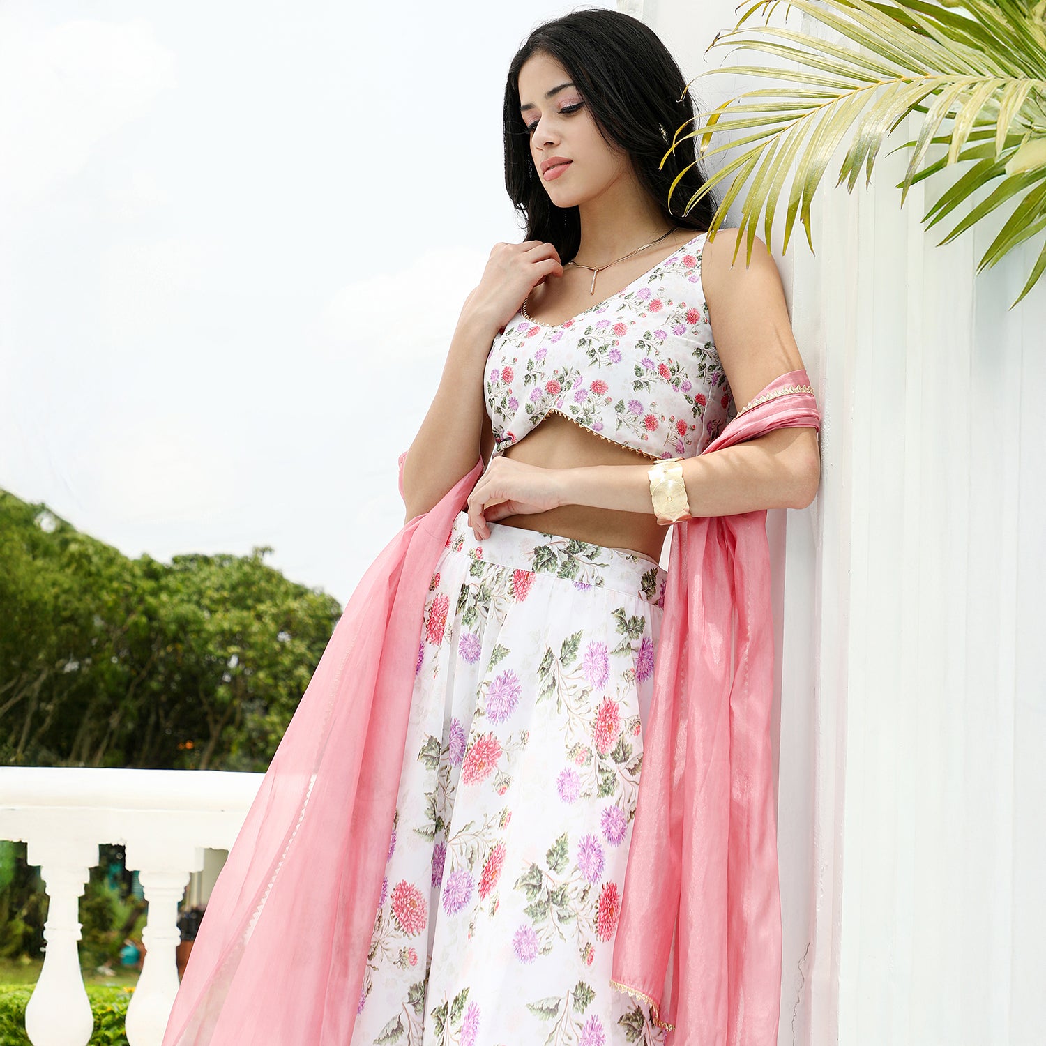 Bloom-Imprint Lehenga Co-Ord Set