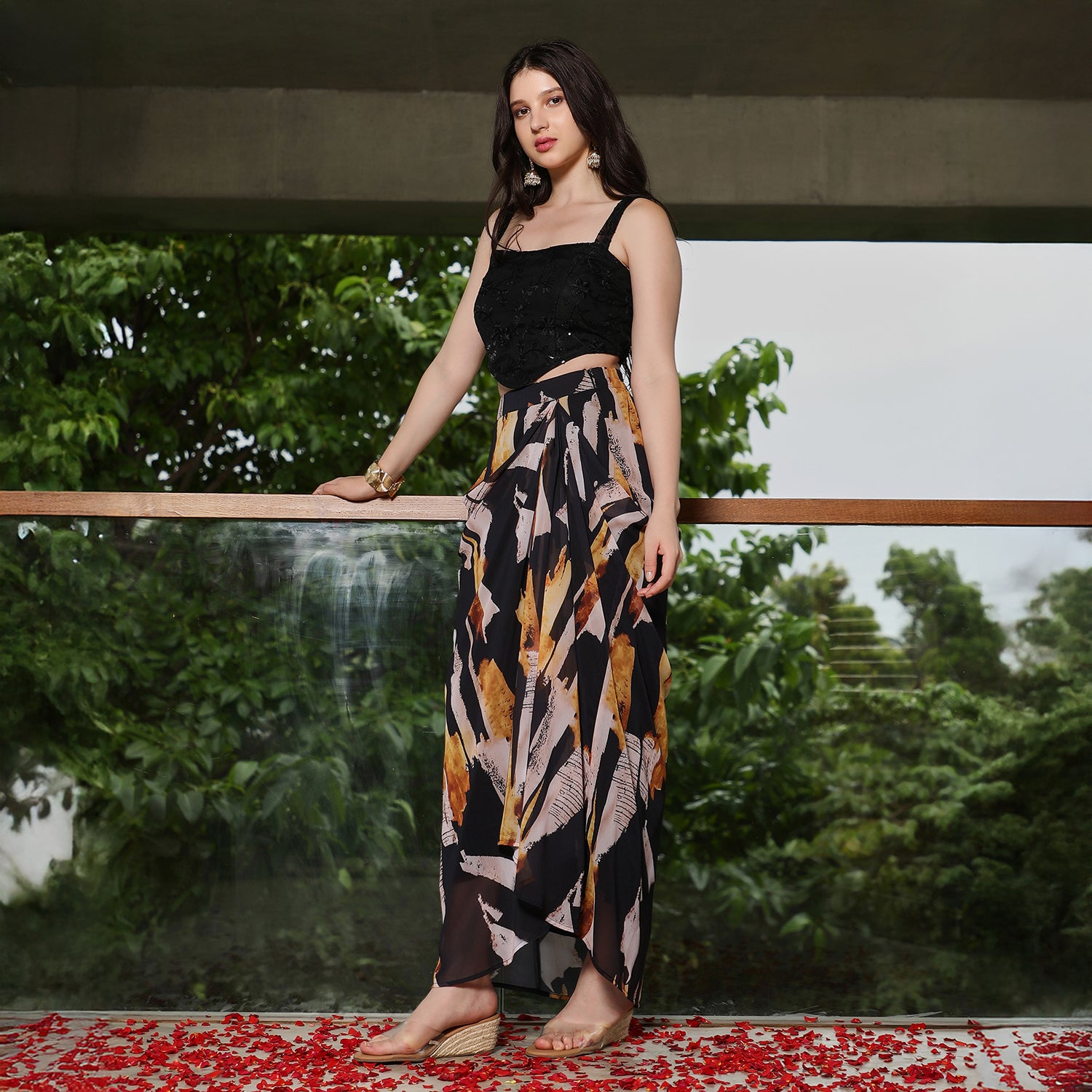 Abstract-Imprint Corset Co-ord Set
