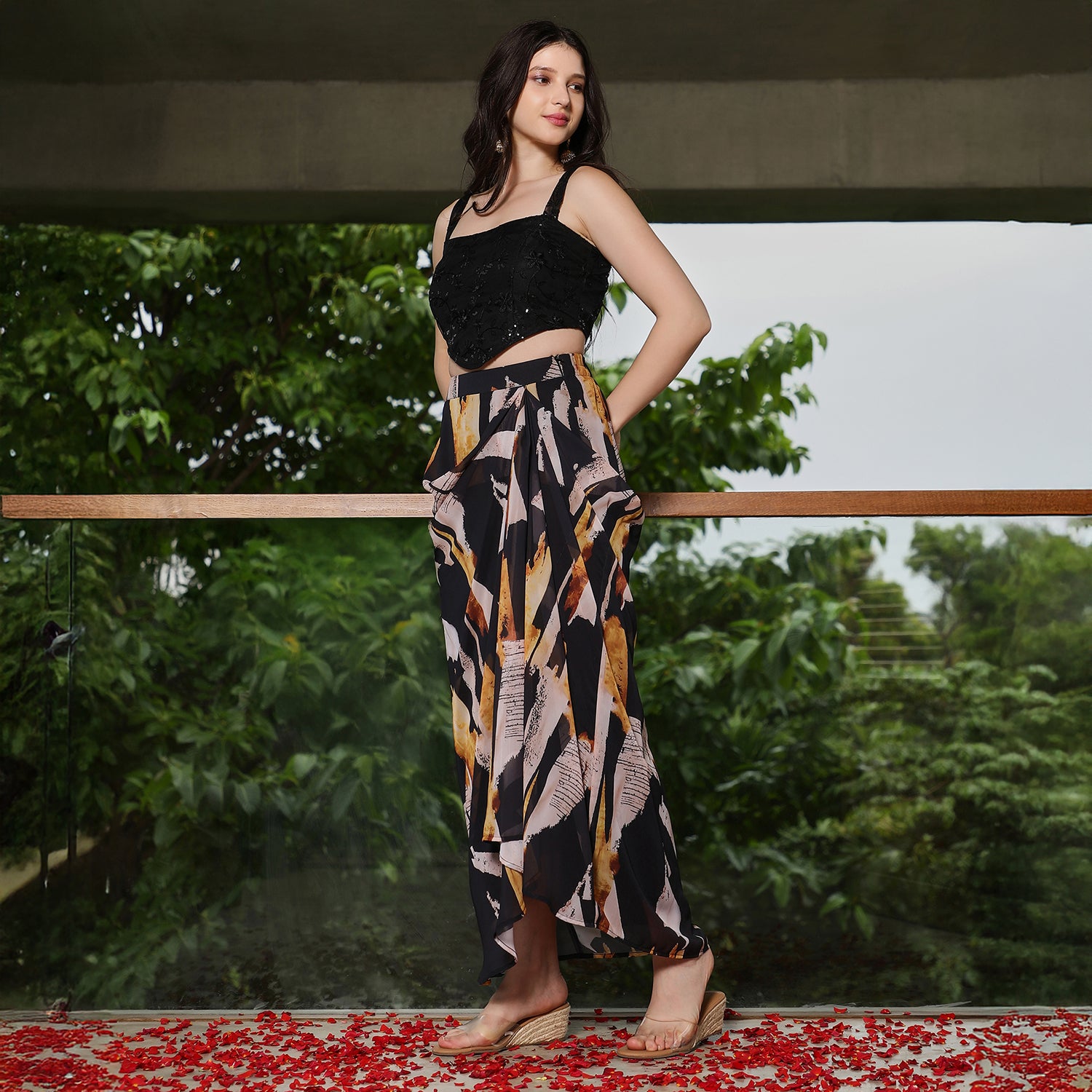 Abstract-Imprint Corset Co-ord Set