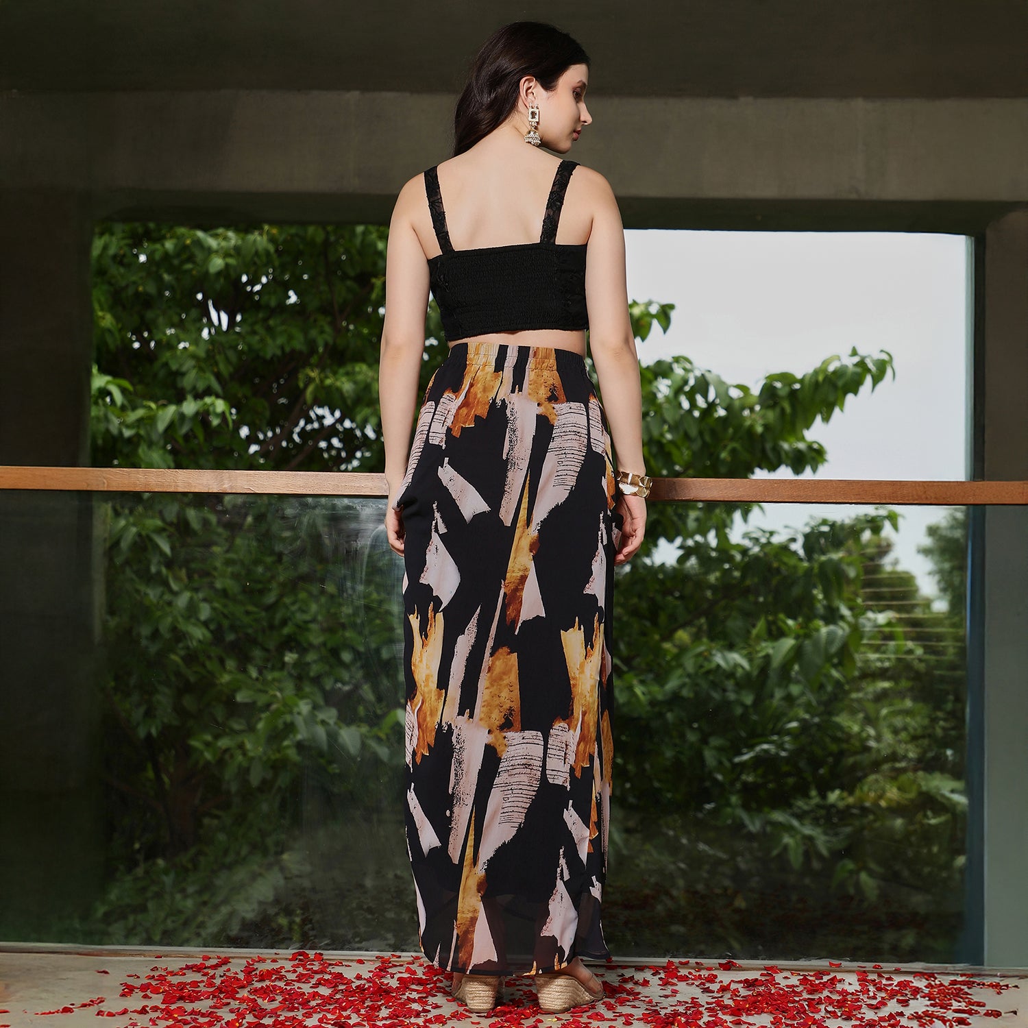 Abstract-Imprint Corset Co-ord Set