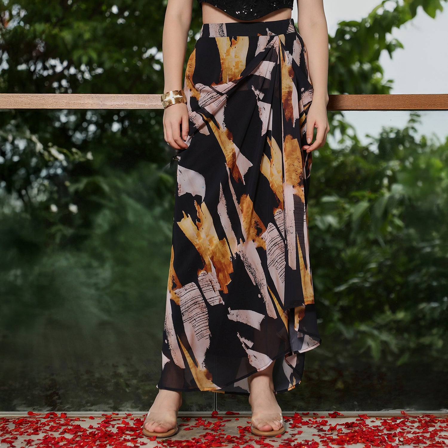 Abstract-Imprint Corset Co-ord Set
