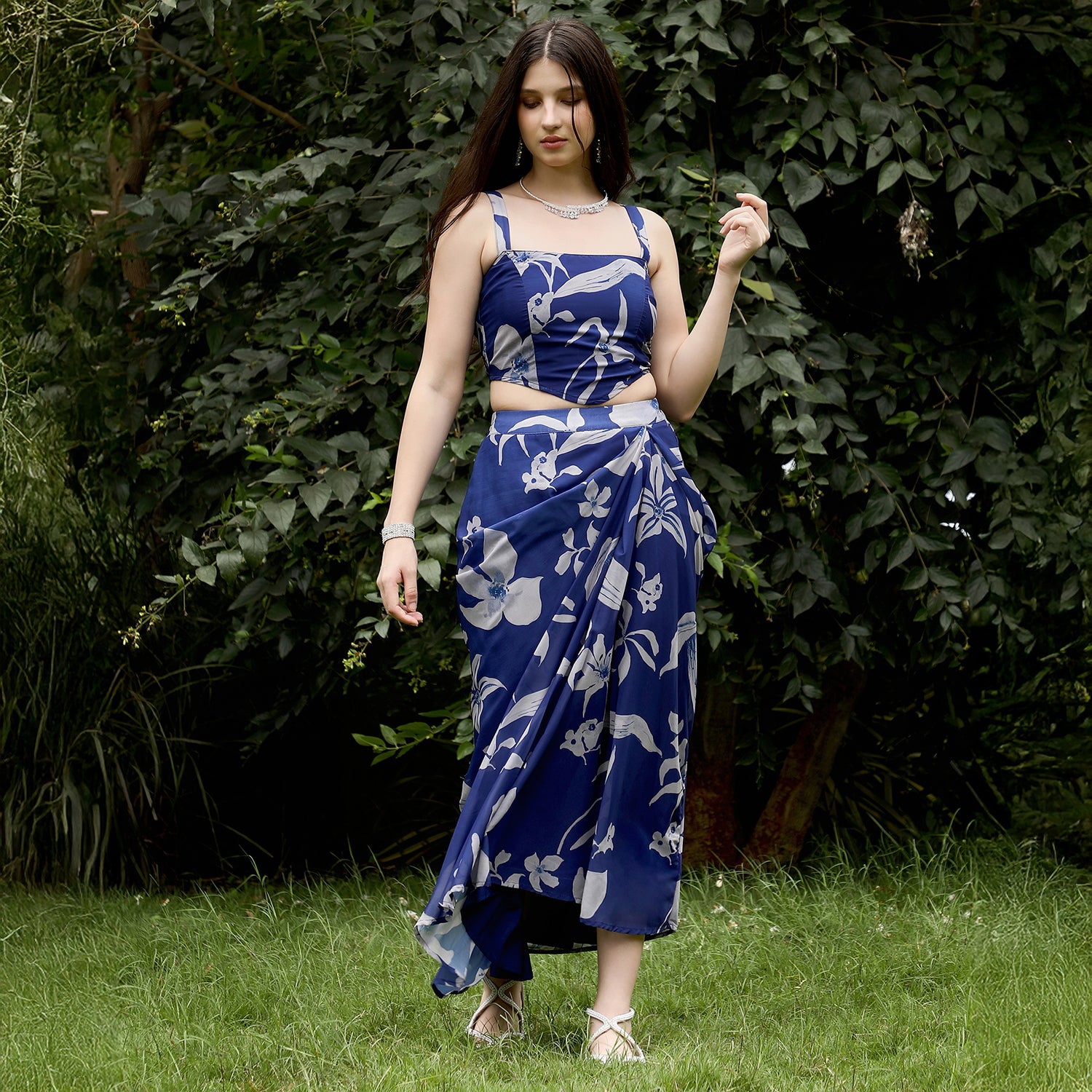 Flora-Imprint Corset Co-ord Set