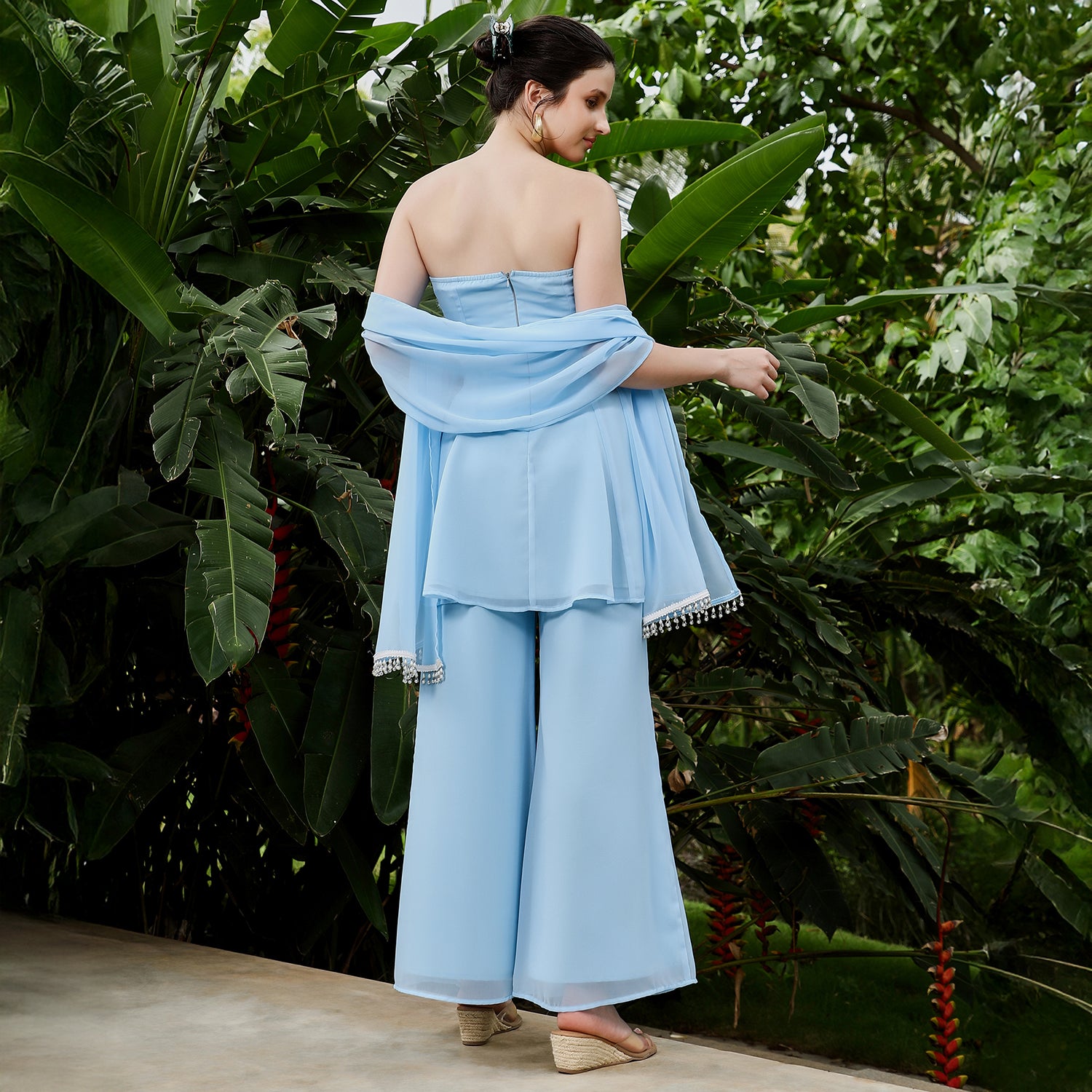 Flared-Textured Kurta Set