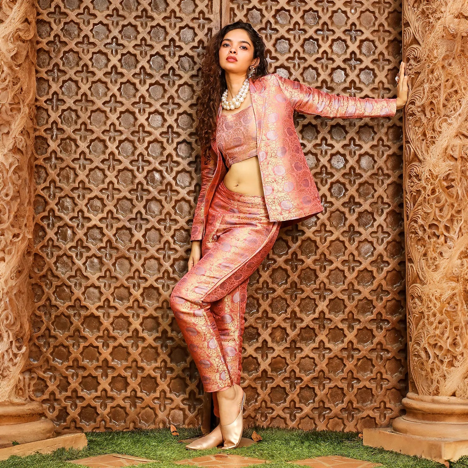 Floral Jaquard Pantsuit