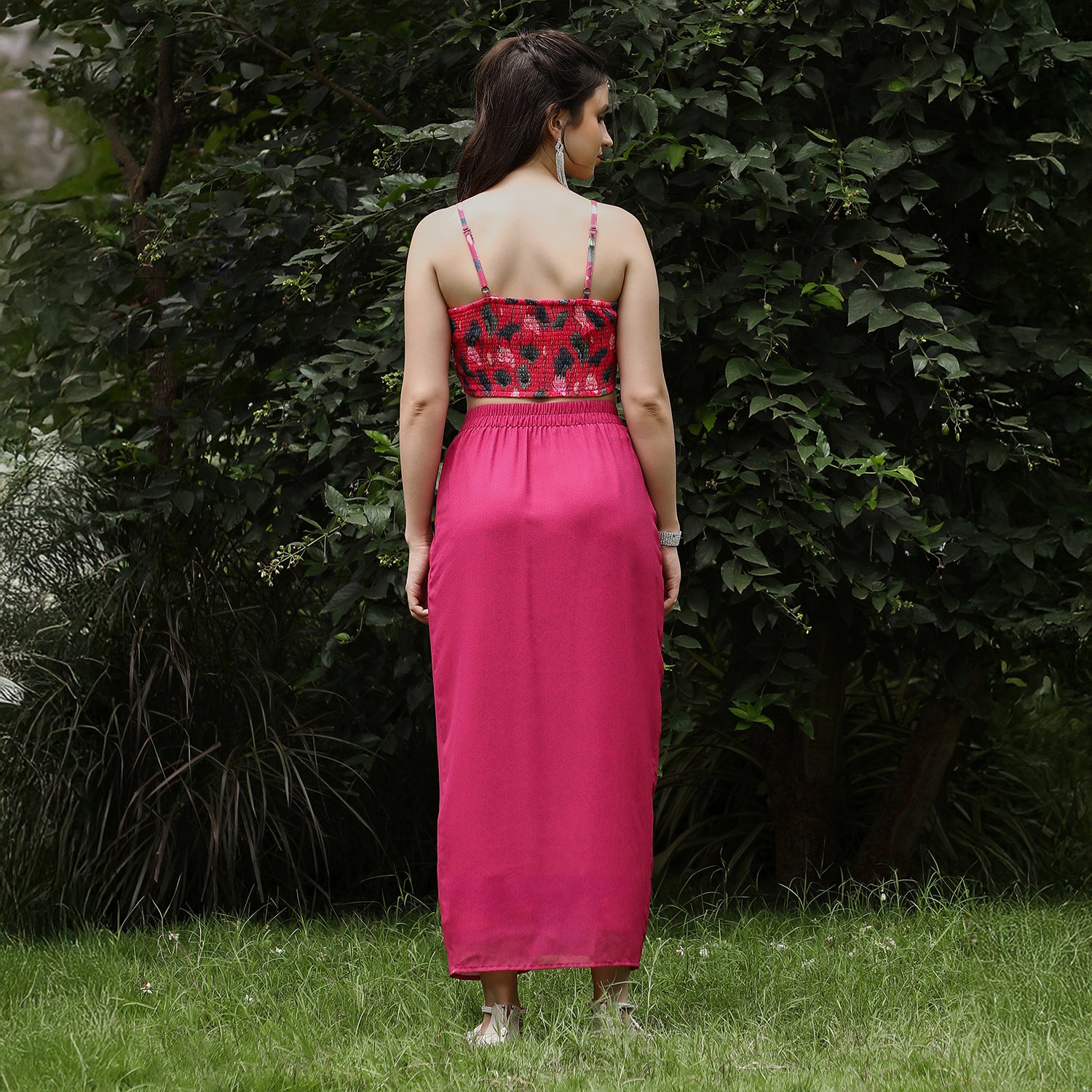 Flora-Imprint Draped Co-Ord Set
