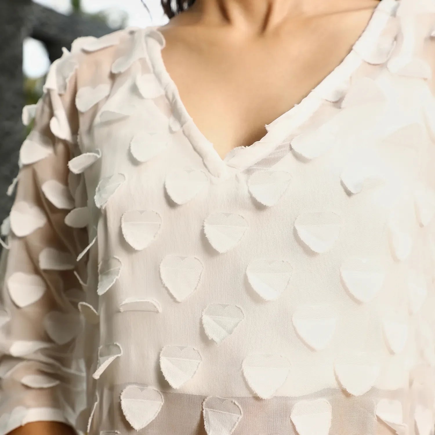 Applique Hearts Kurta With Crop And Trousers