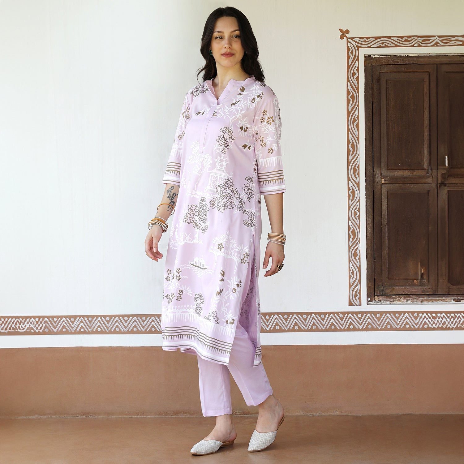 Flora Cluster Print Kurta With Trousers Set