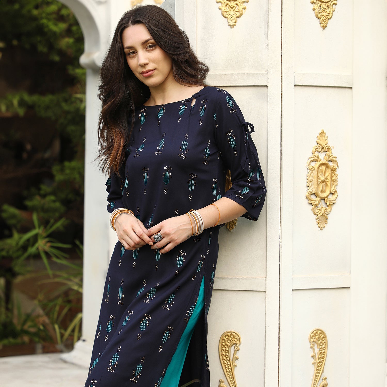 Floral Block Print Kurta With Palazzo Set