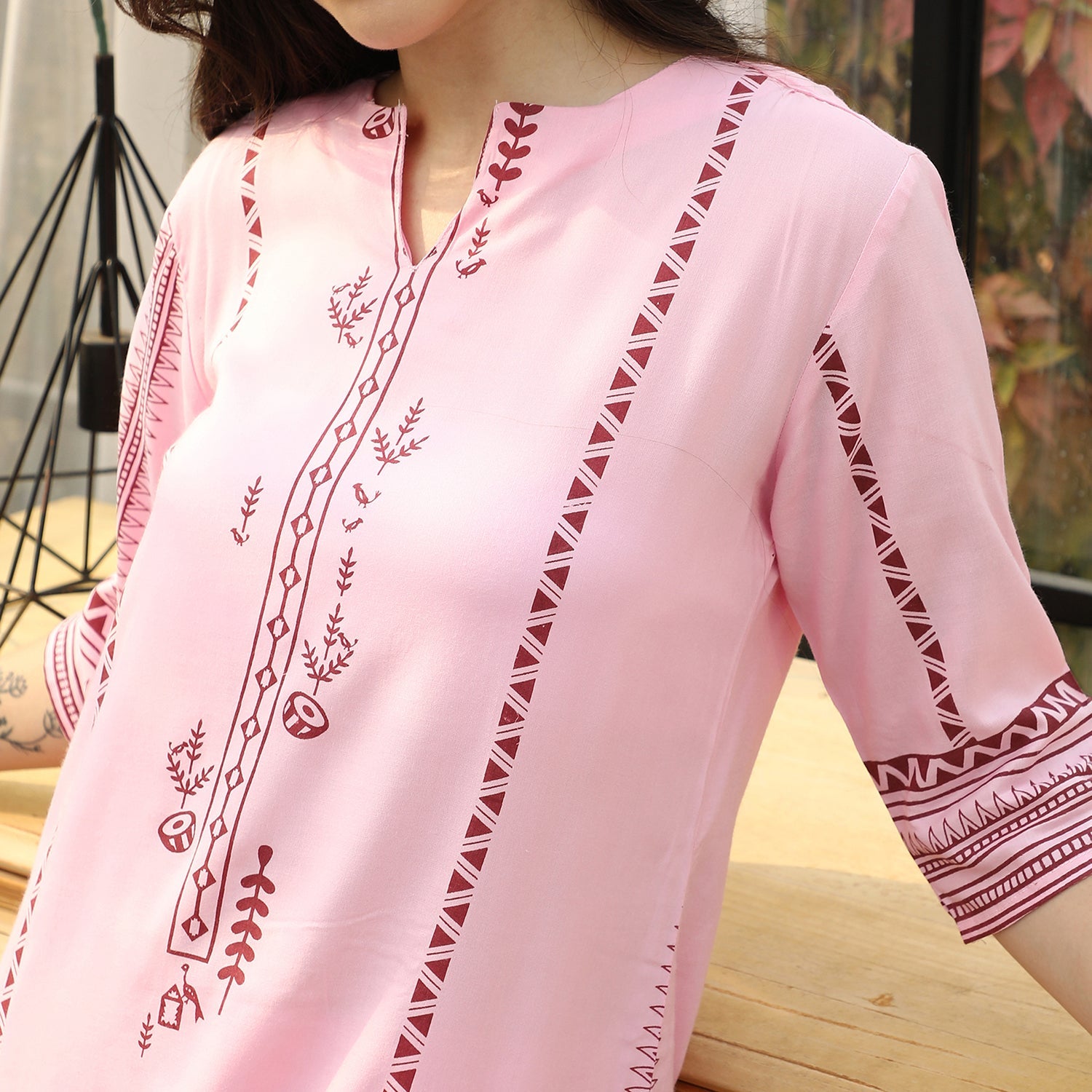 Landscape Block Kurta With With Trousers Set