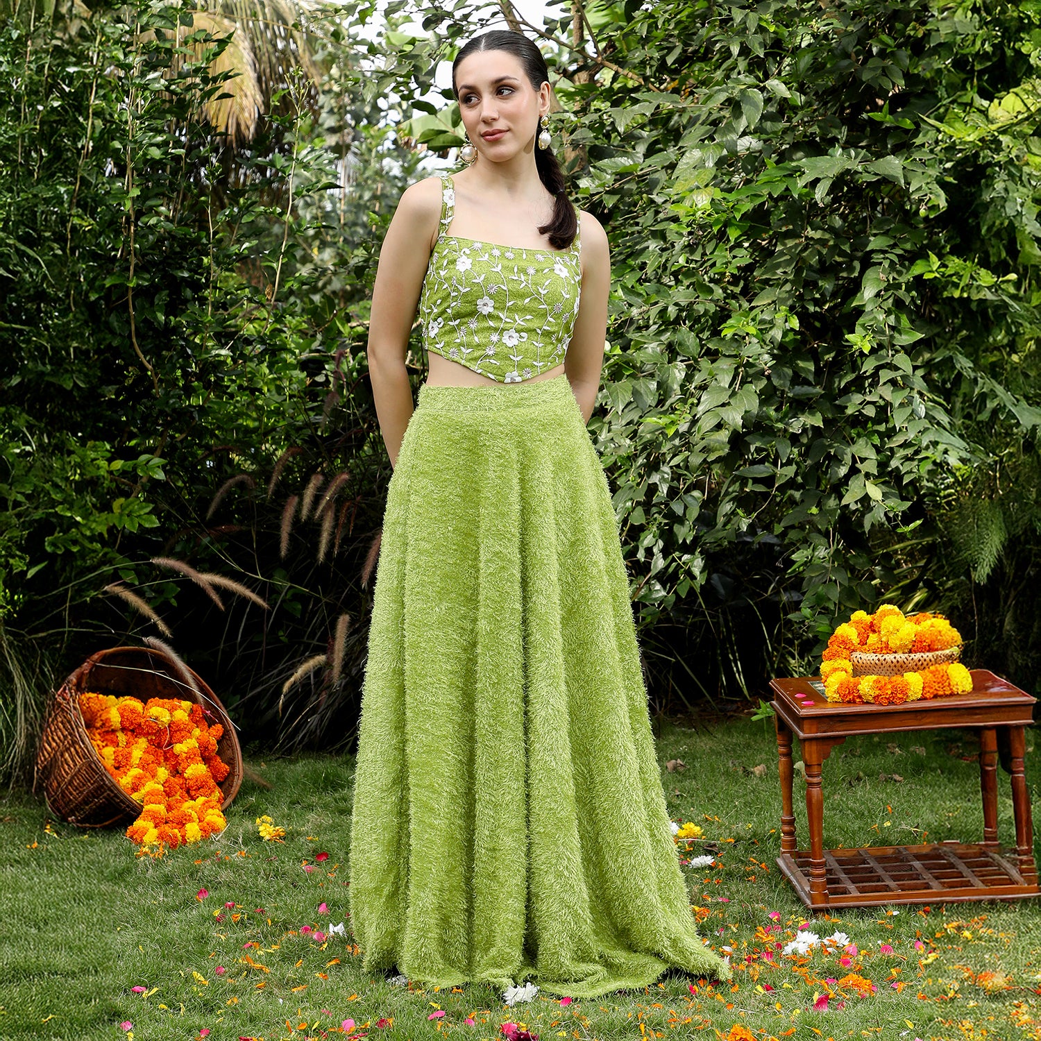 Embroidered-Flora Textured Co-Ord Set