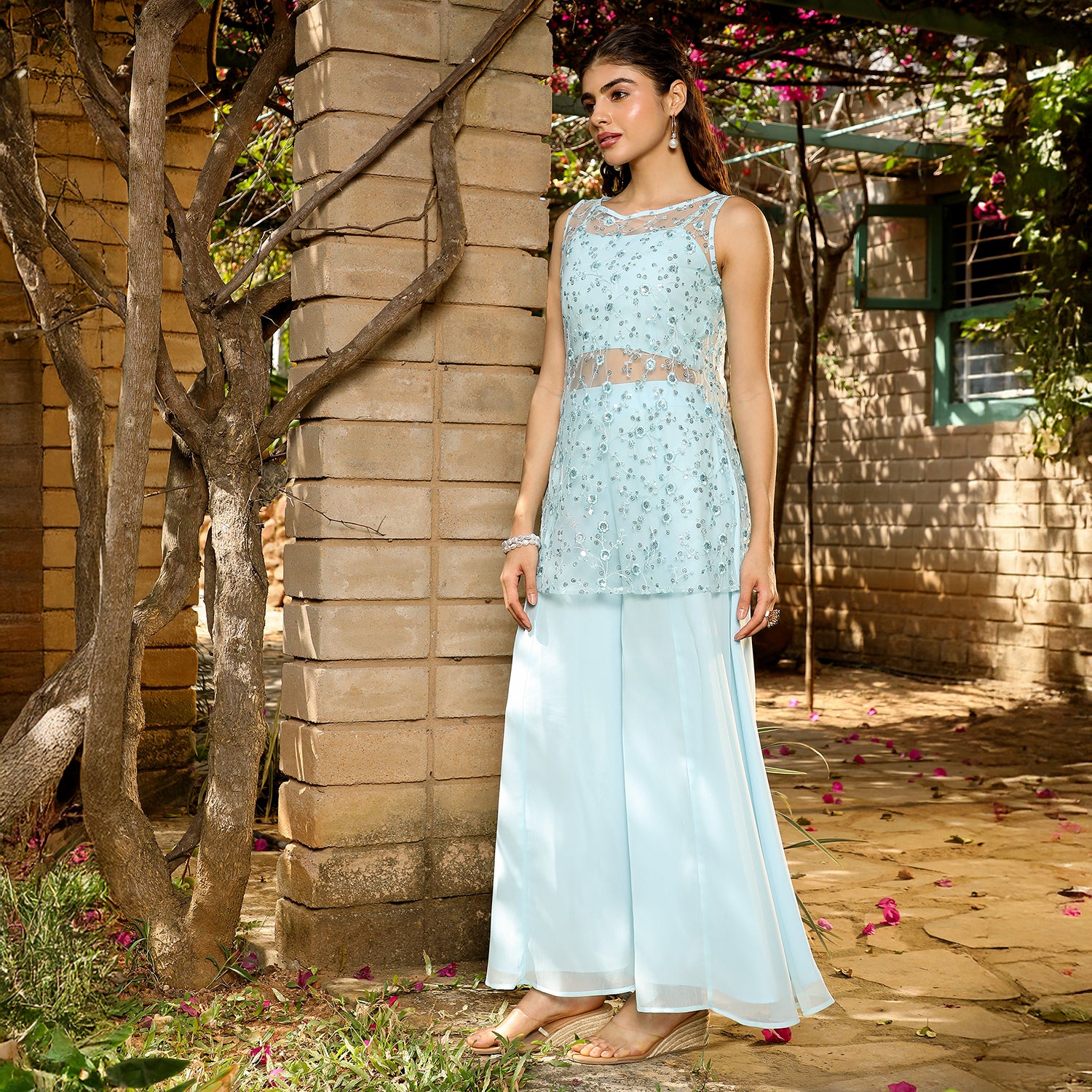 Sheer-Botanical Kurta Set