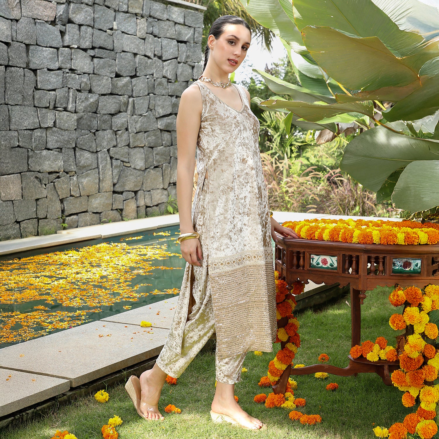 Velvet-Gleam Kurta Set