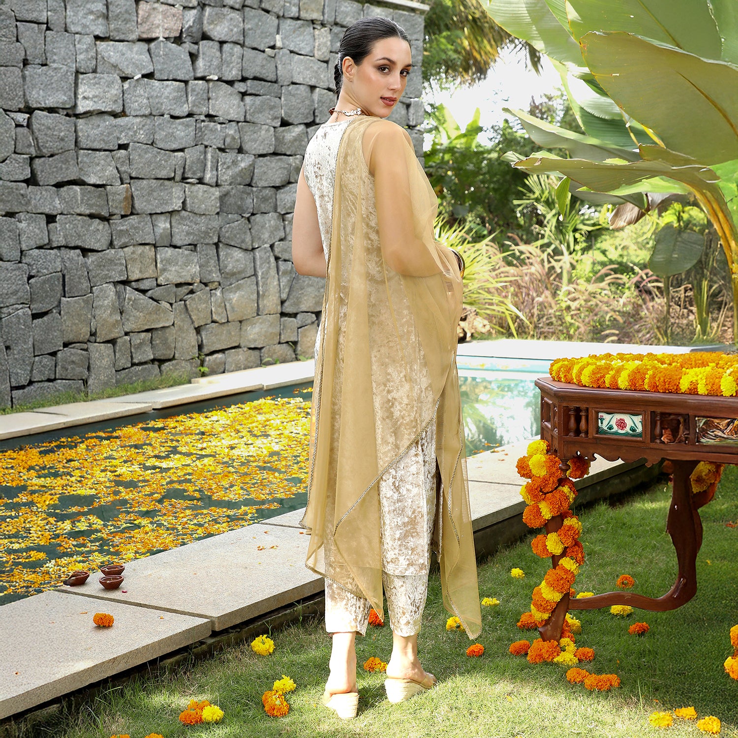 Velvet-Gleam Kurta Set