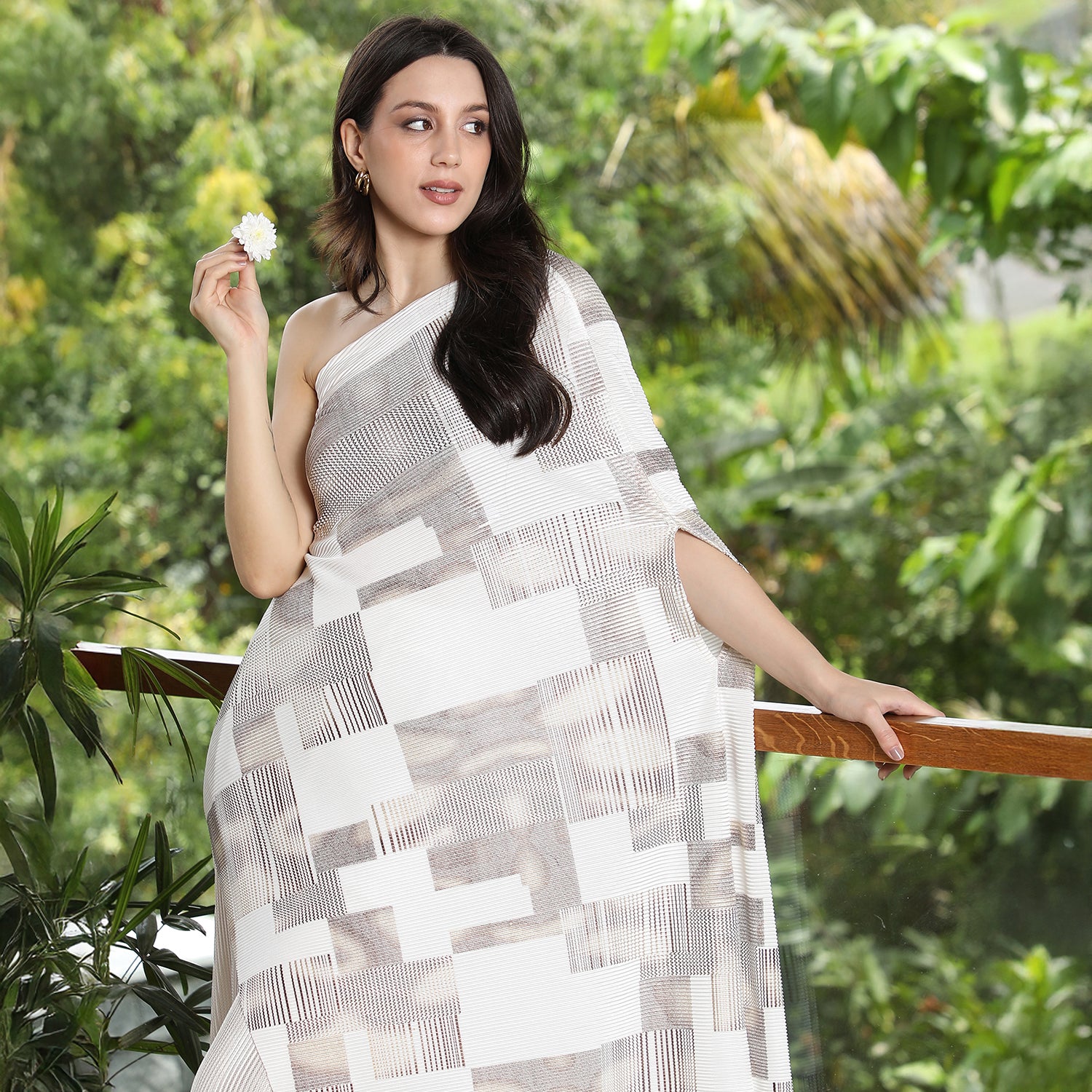 Abstract Asymmetrical-Pleated Co-Ord Set