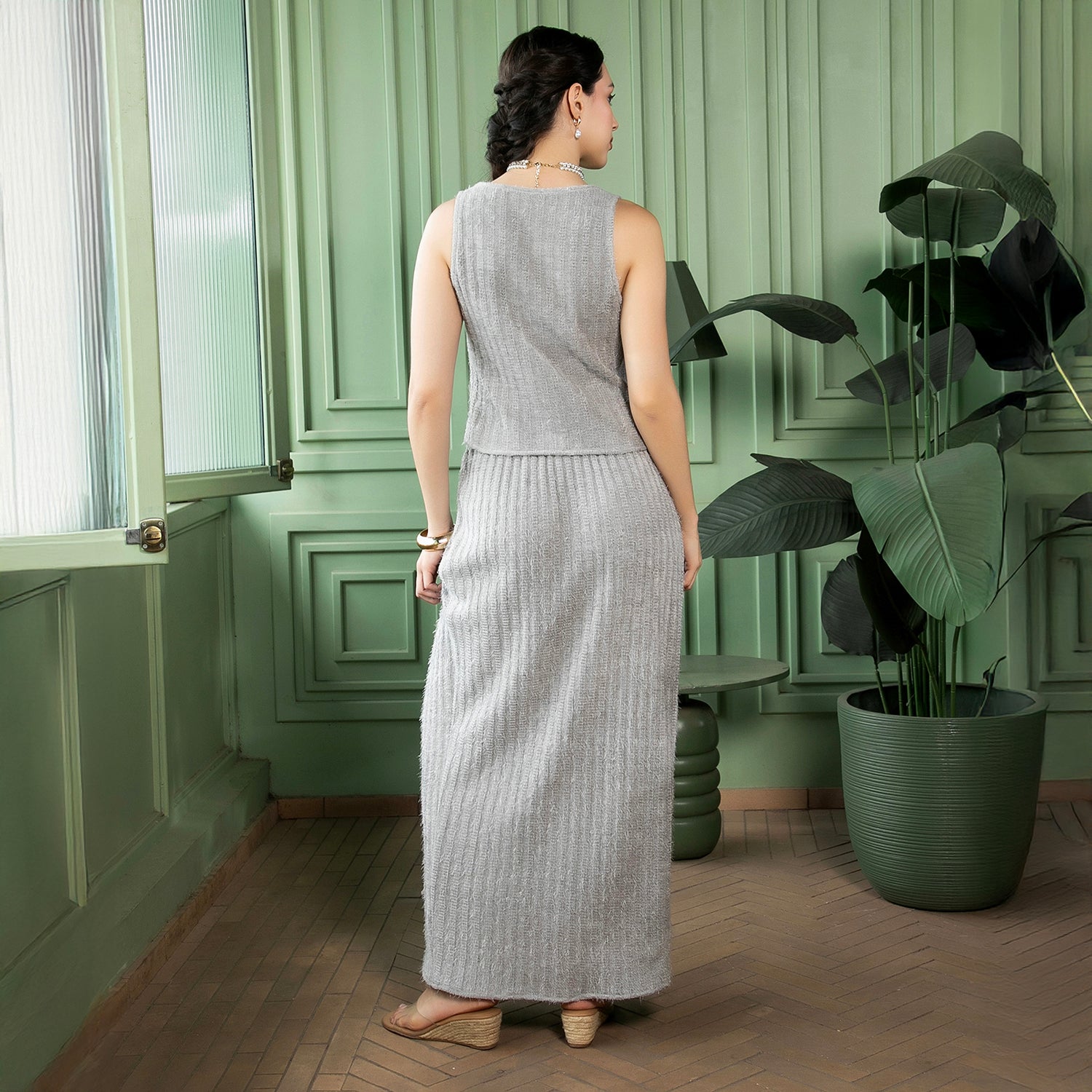 Fur-Draped Co-Ord Set