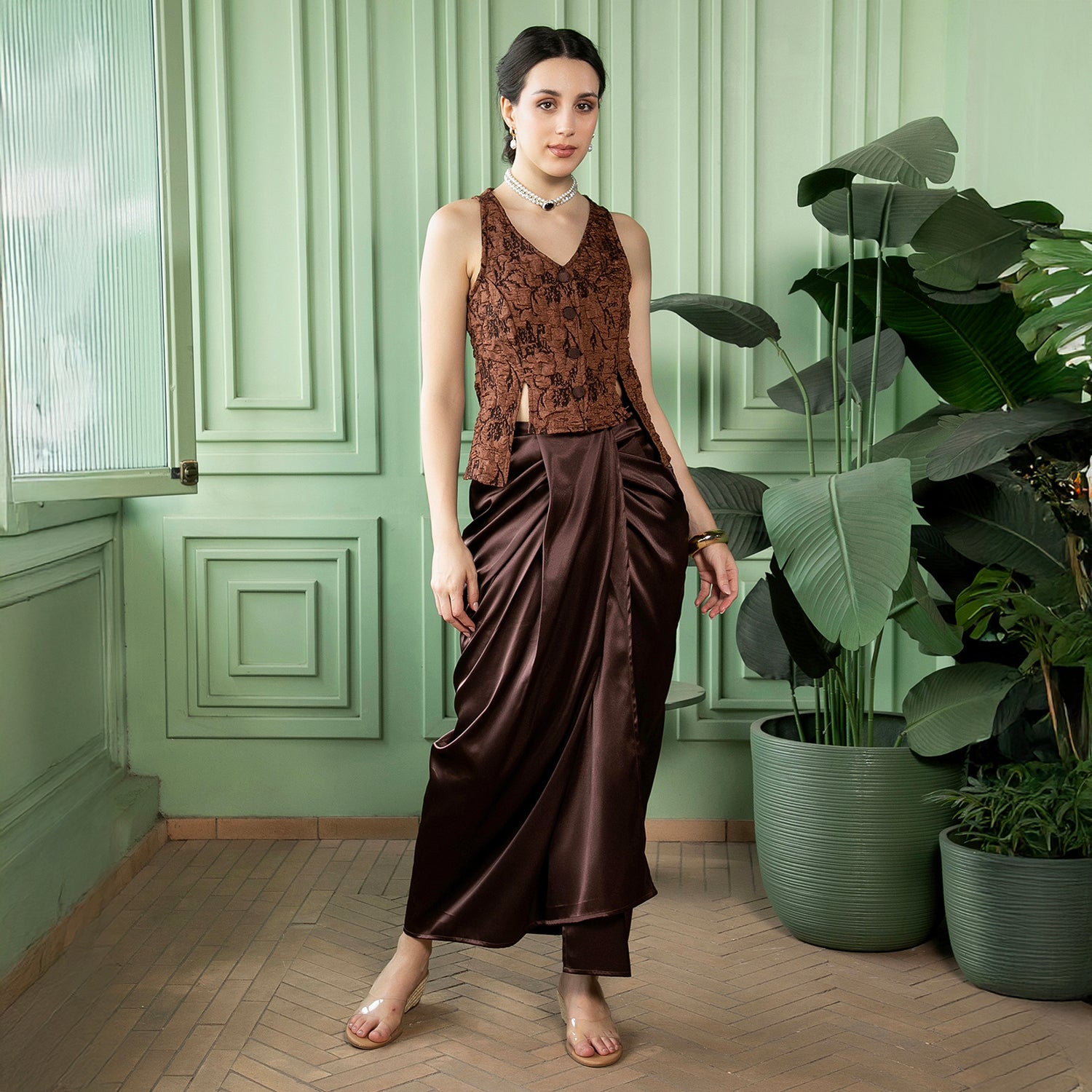 Crushed-Satin Co-Ord Set