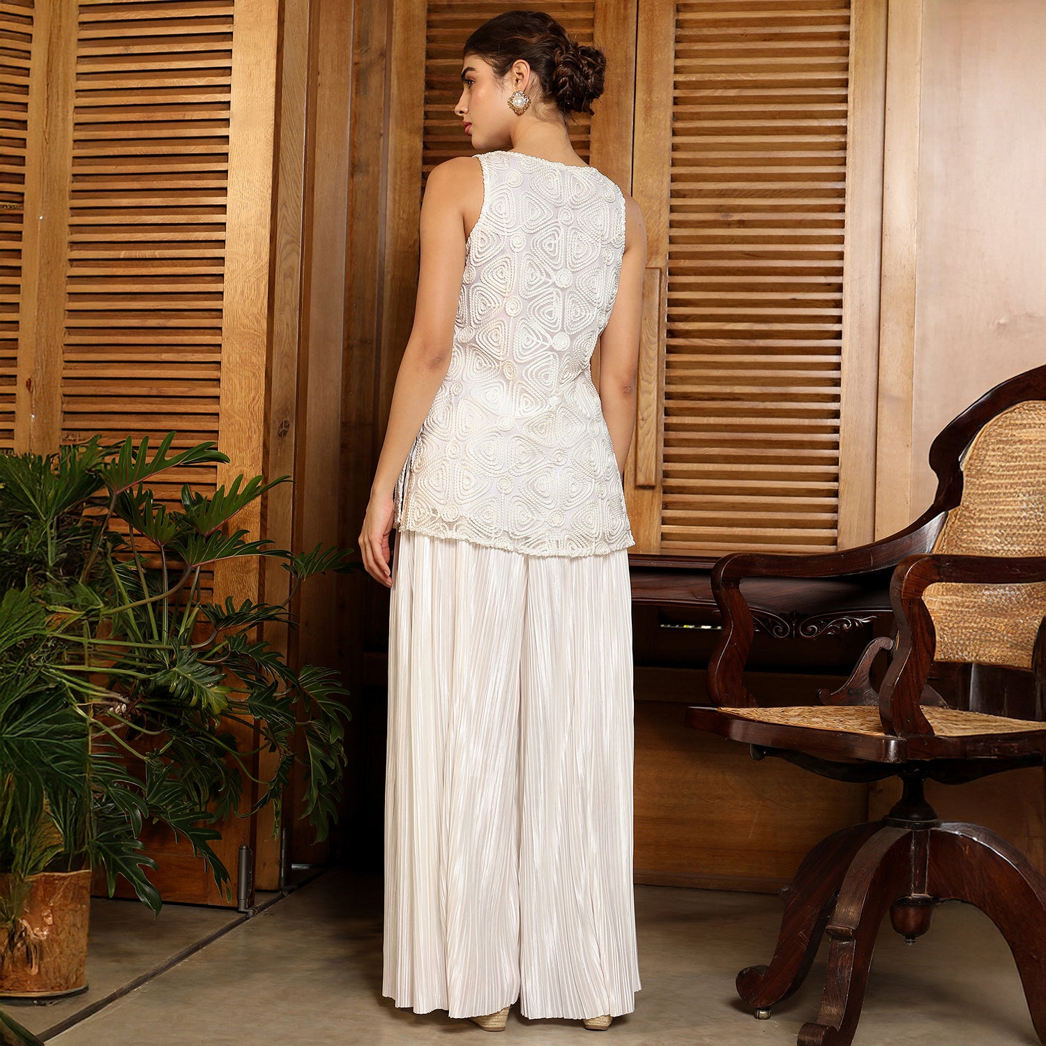 Coil-Pleated Kurta Set