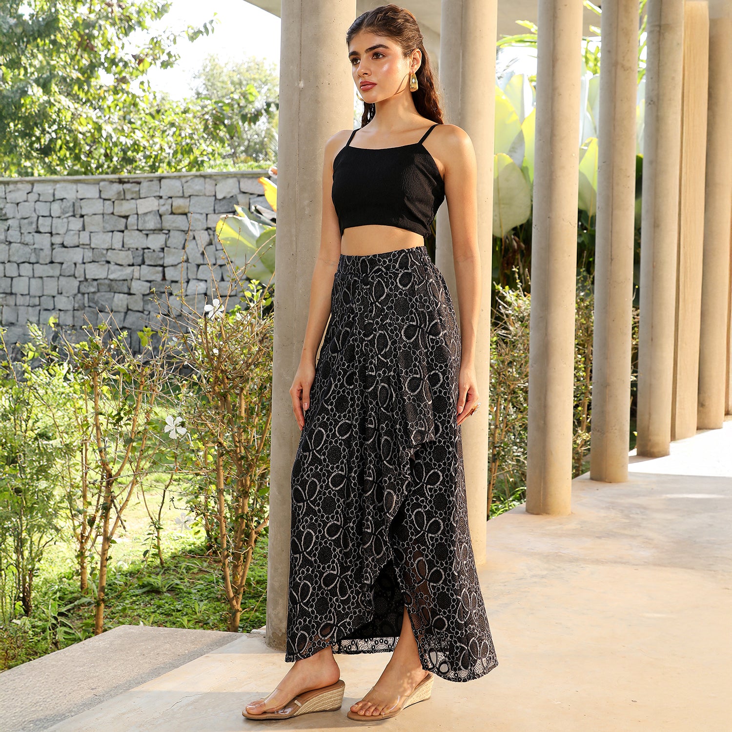 Floral Knit-Drape Co-Ord Set