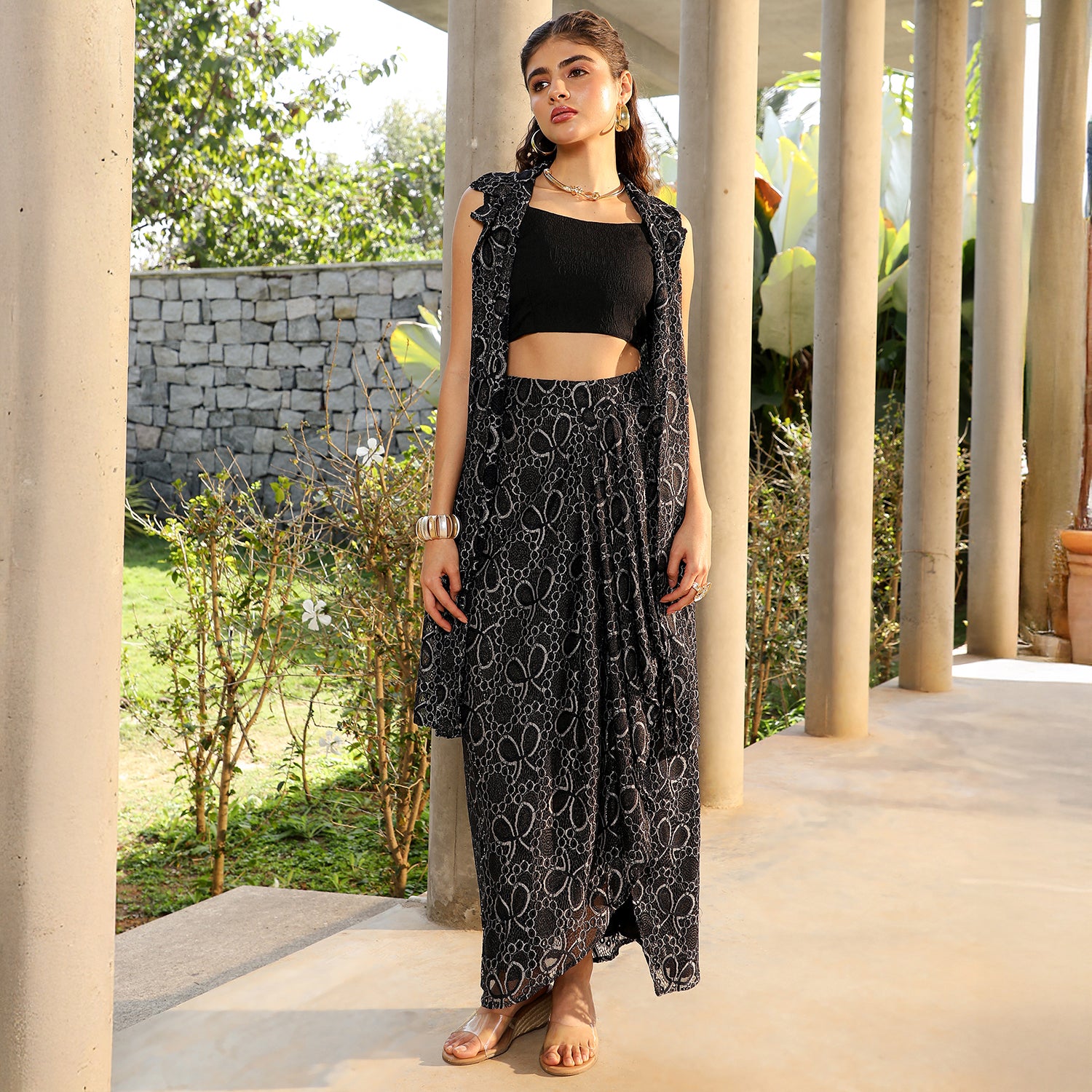 Floral Knit-Drape Co-Ord Set