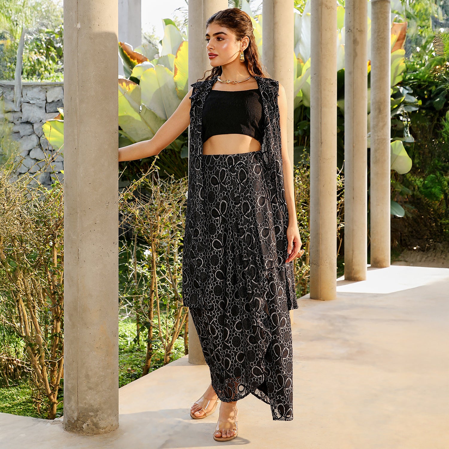 Floral Knit-Drape Co-Ord Set