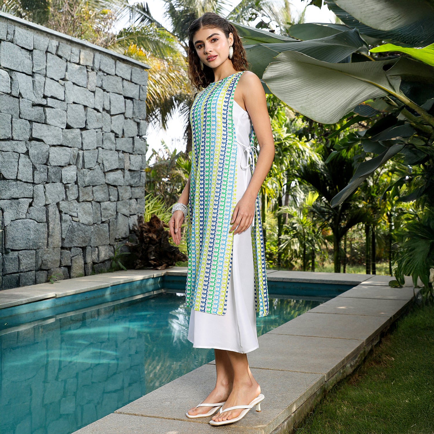 Striped Tie-Up Dress Co-Ord Set