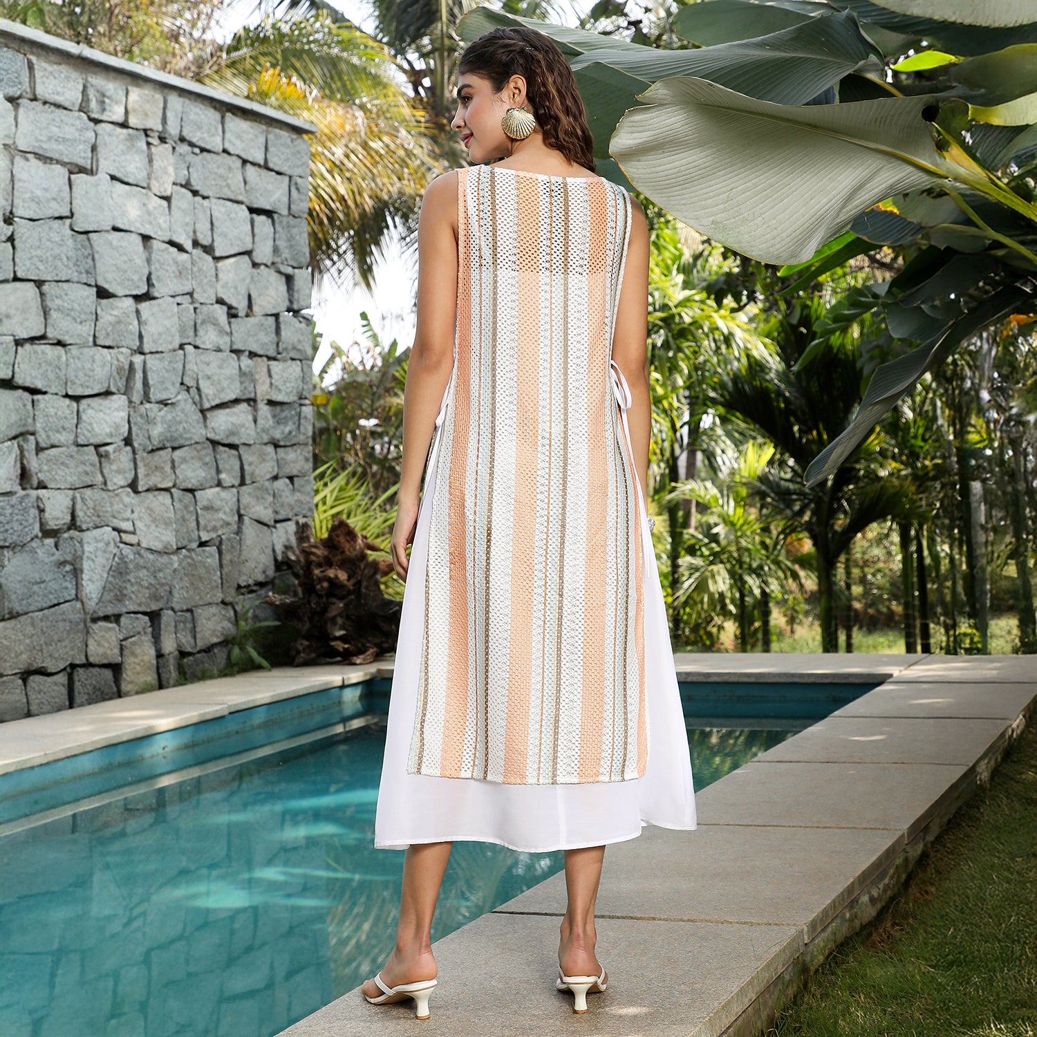 Striped Tie-Up Dress Co-Ord Set